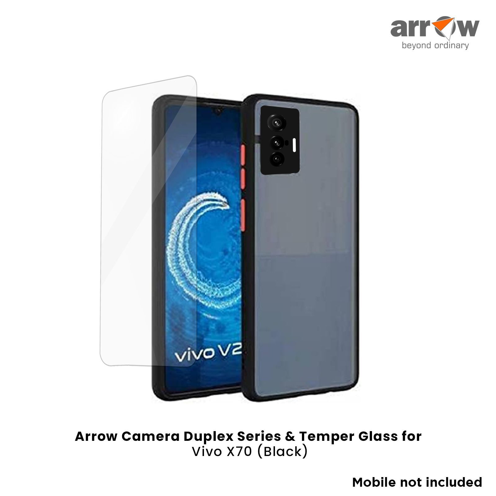 ARROW Duplex Series Tempered Glass & Polycarbonate Back Cover Combo for vivo X70 (Anti Scratch Design, Black)_3