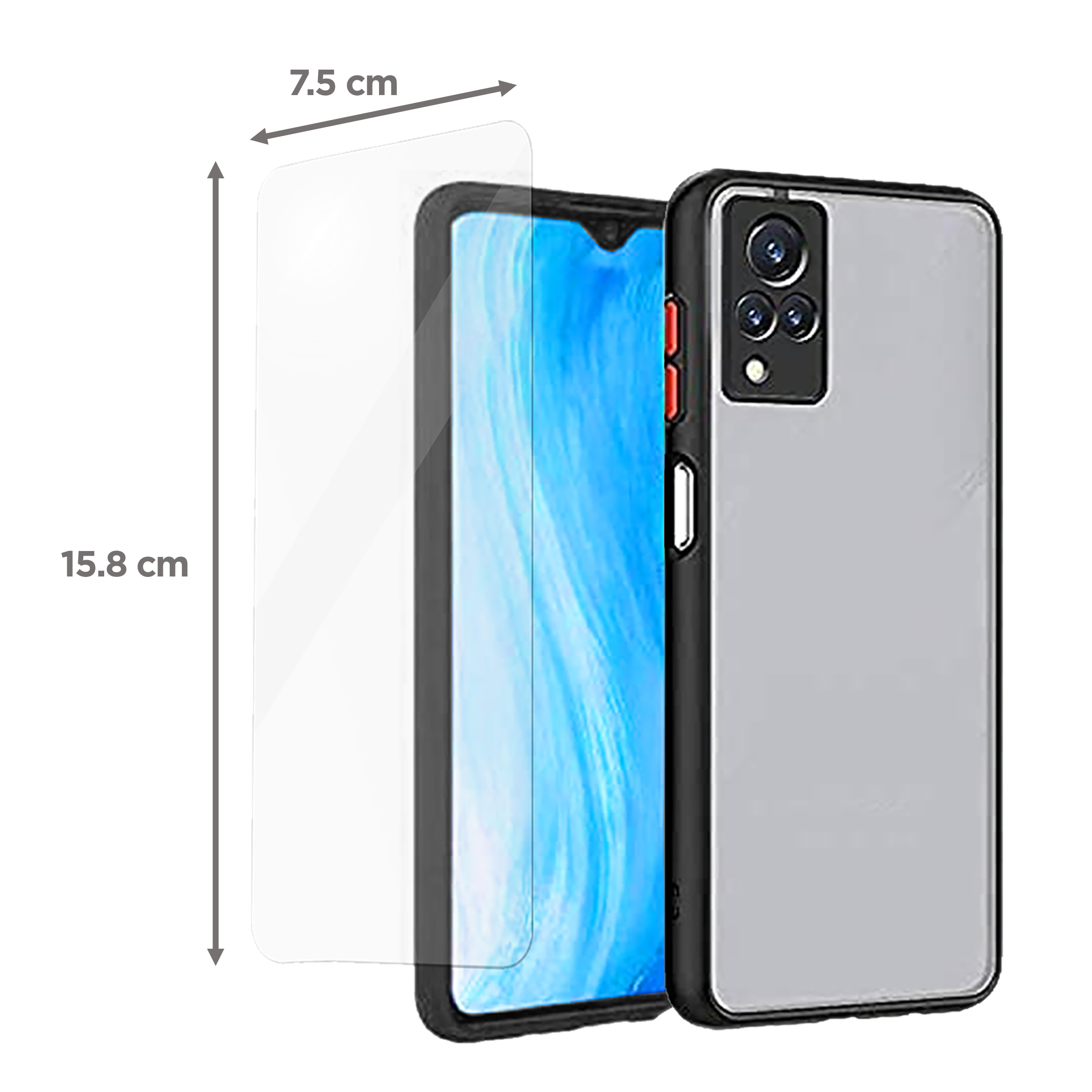 ARROW Duplex Series Tempered Glass & Polycarbonate Back Cover Combo for vivo Y33S (Anti Scratch Design, Black)_2