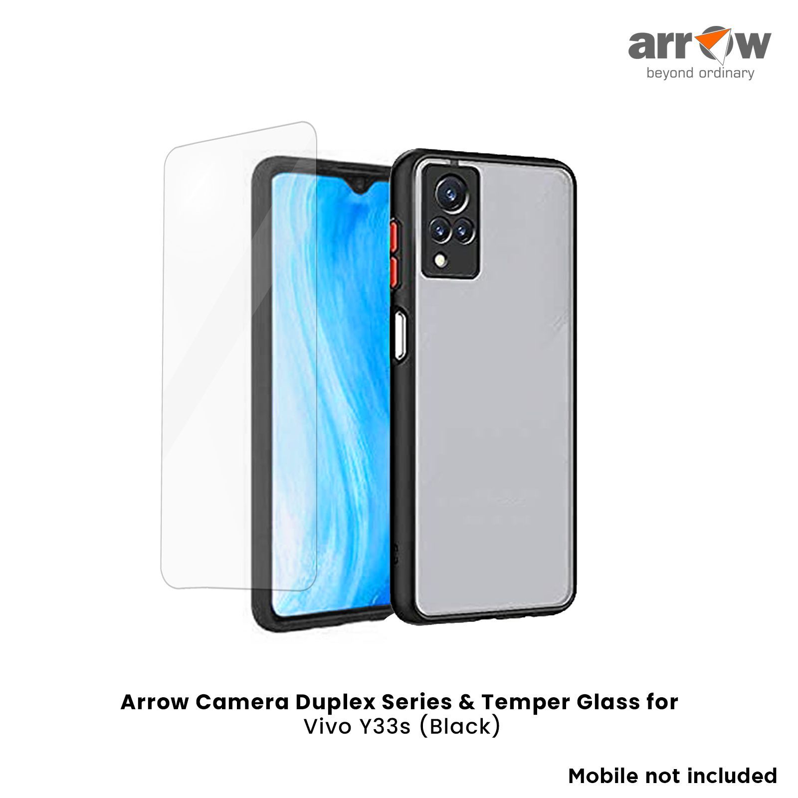 ARROW Duplex Series Tempered Glass & Polycarbonate Back Cover Combo for vivo Y33S (Anti Scratch Design, Black)_3