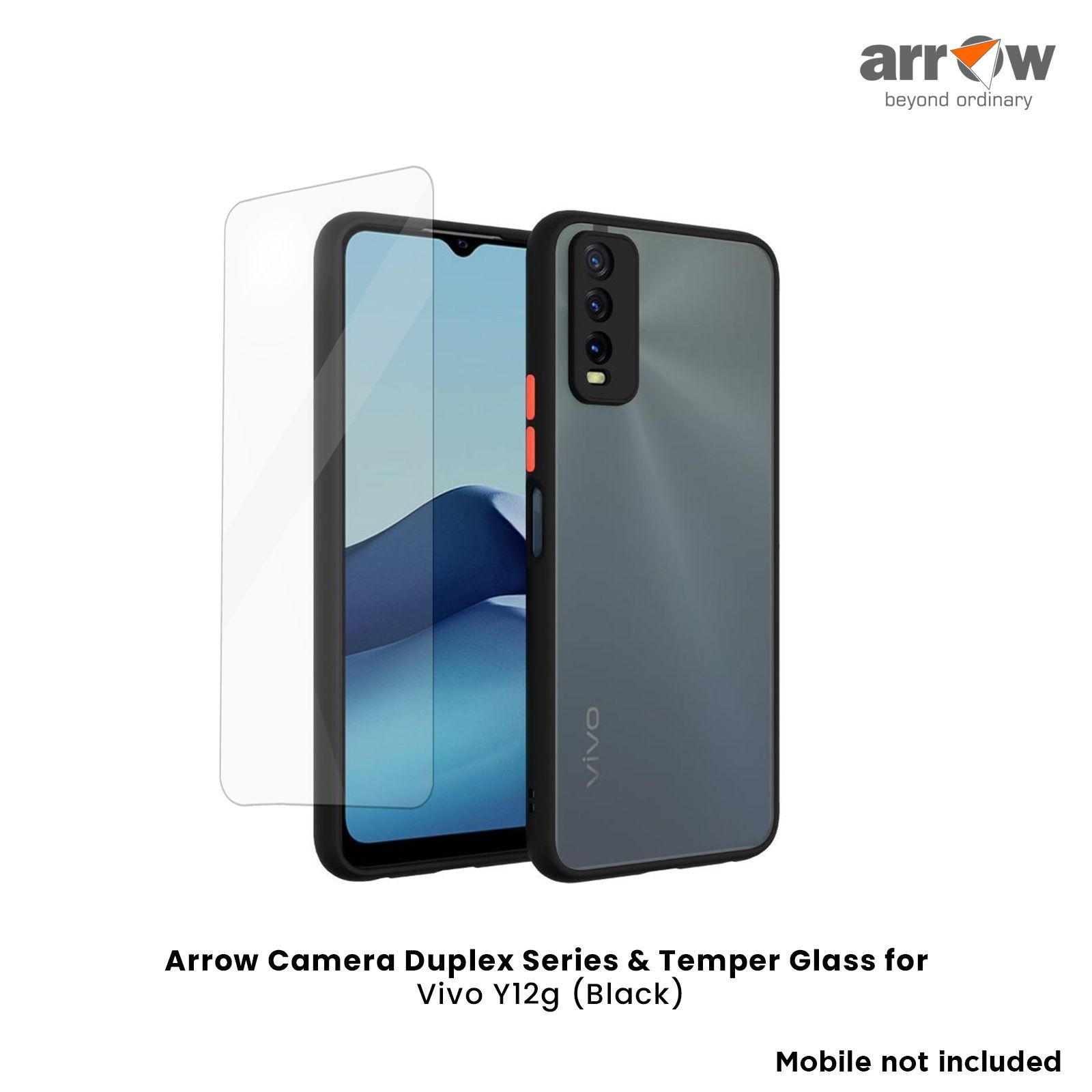 ARROW Duplex Series Tempered Glass & Polycarbonate Back Cover Combo for vivo Y12G (Anti Scratch Design, Black)_2