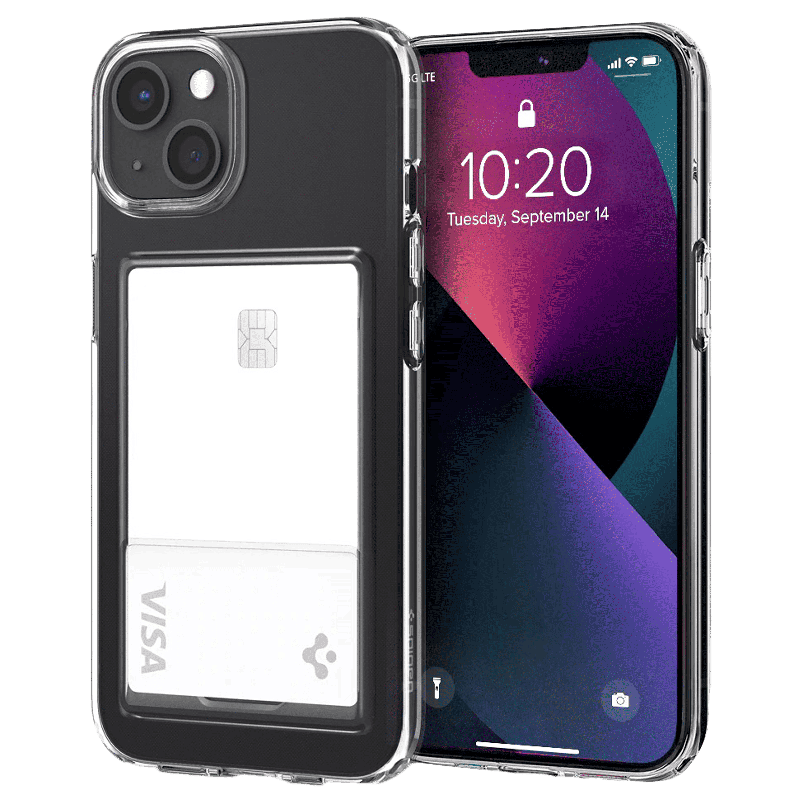 spigen Crystal Slot TPU Back Cover for Apple iPhone 13 Mini (Air Cushion Technology, Crystal Clear)_1