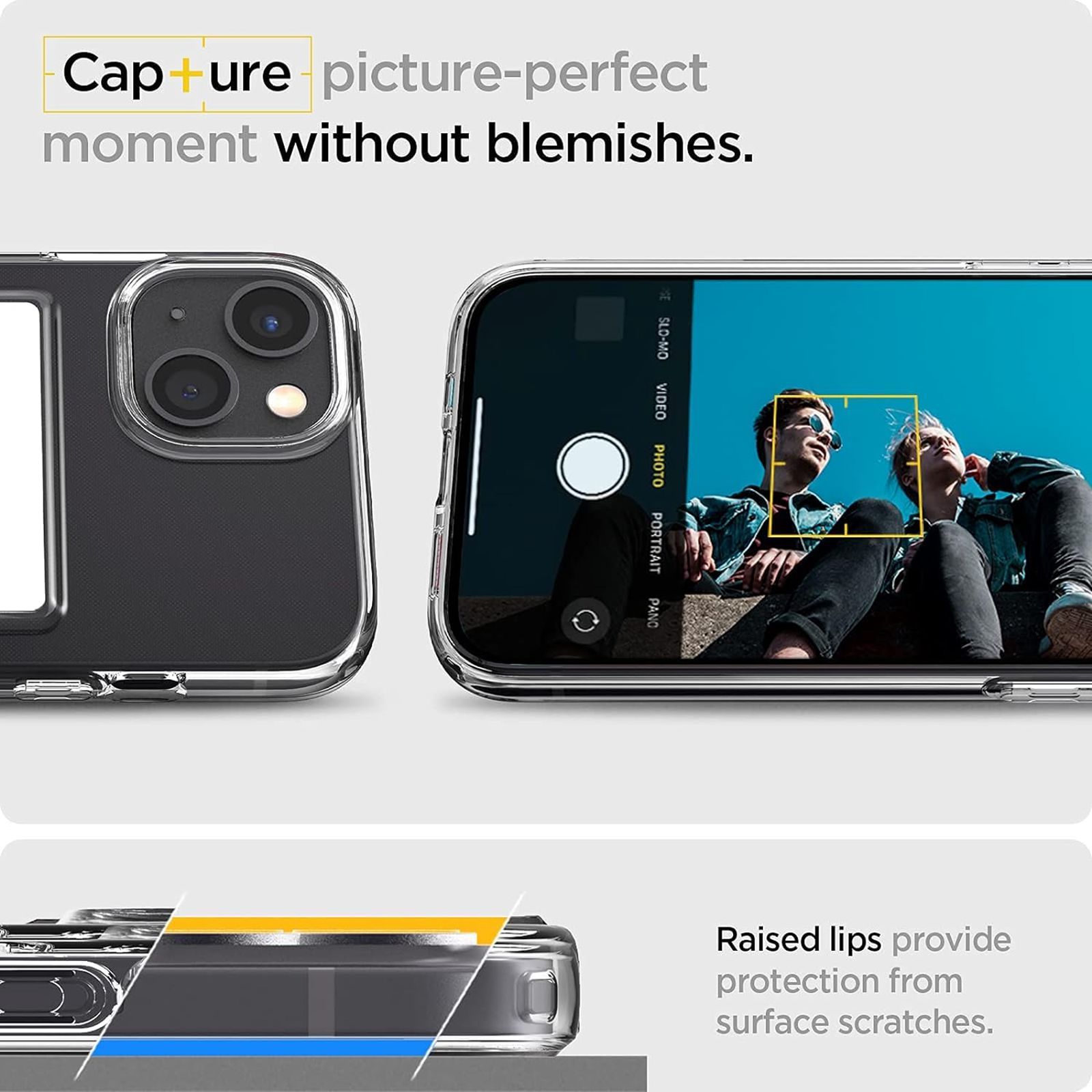 spigen Crystal Slot TPU Back Cover for Apple iPhone 13 Mini (Air Cushion Technology, Crystal Clear)_11