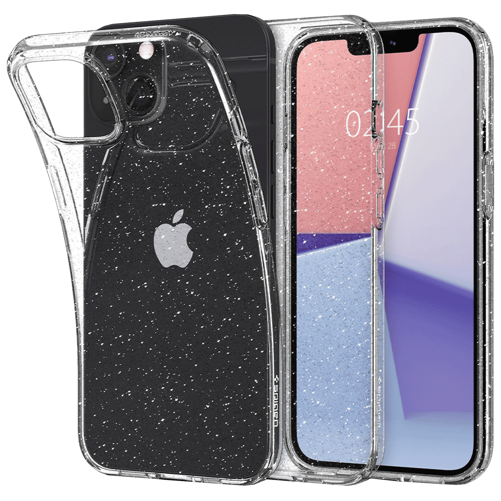 spigen Liquid Crystal Glitter TPU Back Cover for Apple iPhone 13 Mini (Wireless Charging Compatible, Crystal Quartz)_1