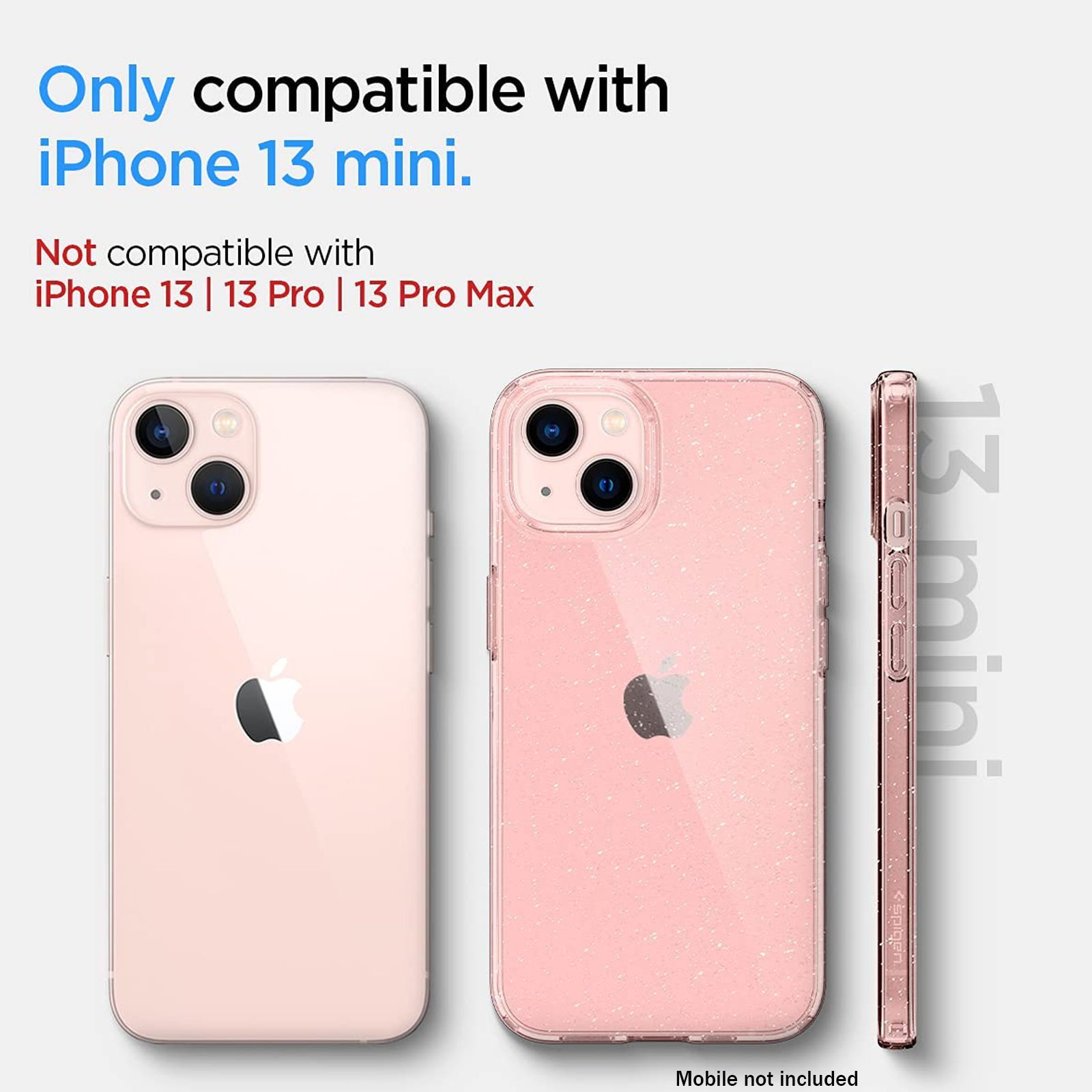 spigen Liquid Crystal Glitter TPU Back Cover for Apple iPhone 13 Mini (Wireless Charging Compatible, Rose Quartz)_2