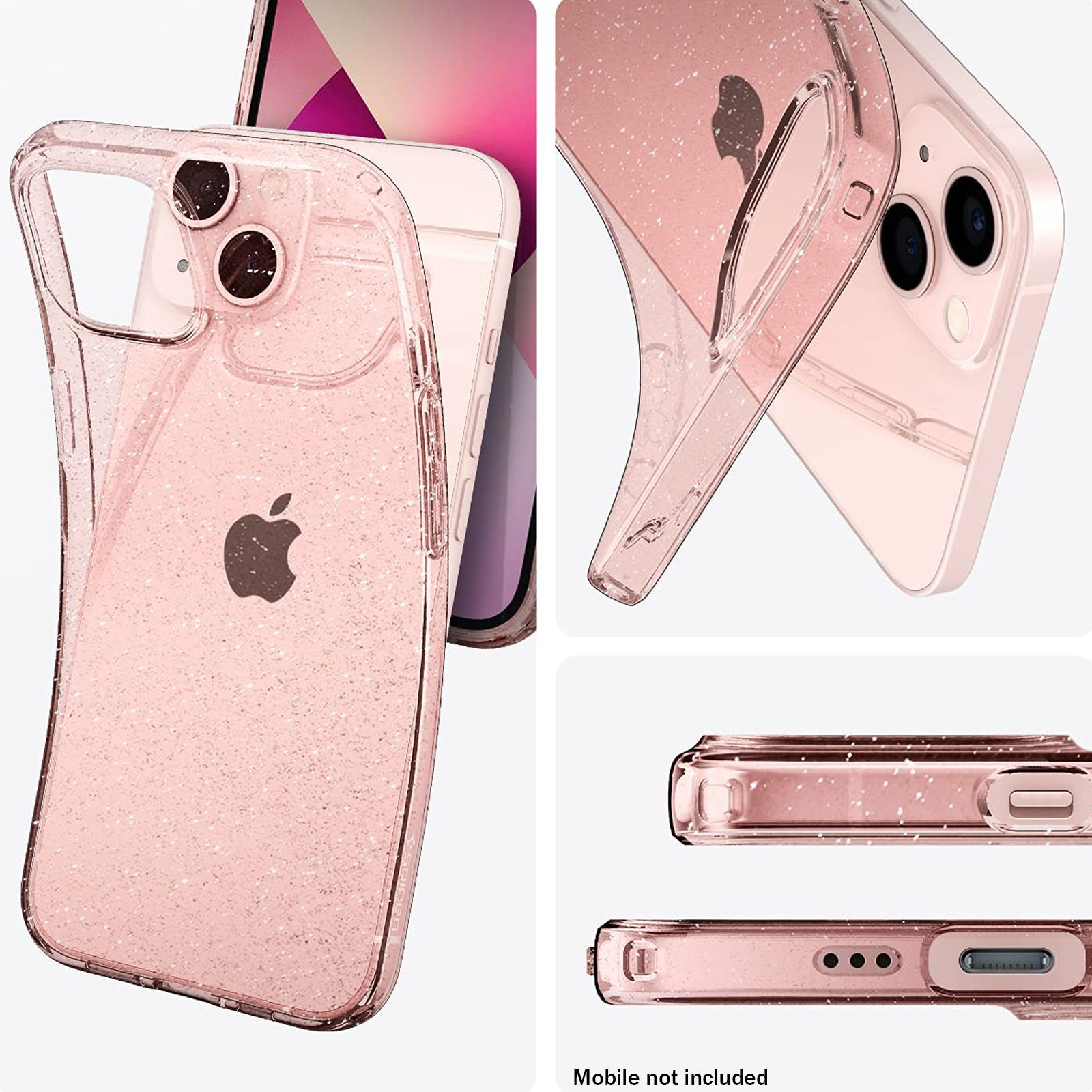 spigen Liquid Crystal Glitter TPU Back Cover for Apple iPhone 13 Mini (Wireless Charging Compatible, Rose Quartz)_3