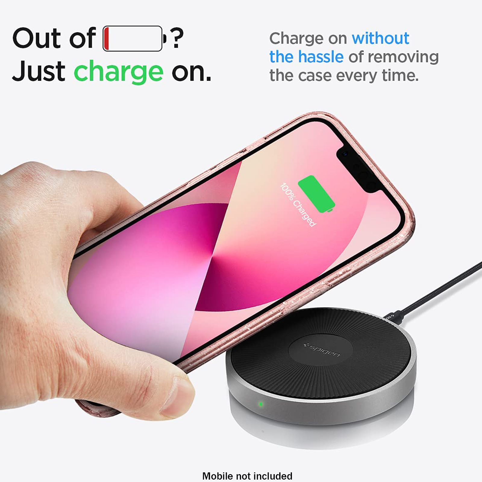 spigen Liquid Crystal Glitter TPU Back Cover for Apple iPhone 13 Mini (Wireless Charging Compatible, Rose Quartz)_5