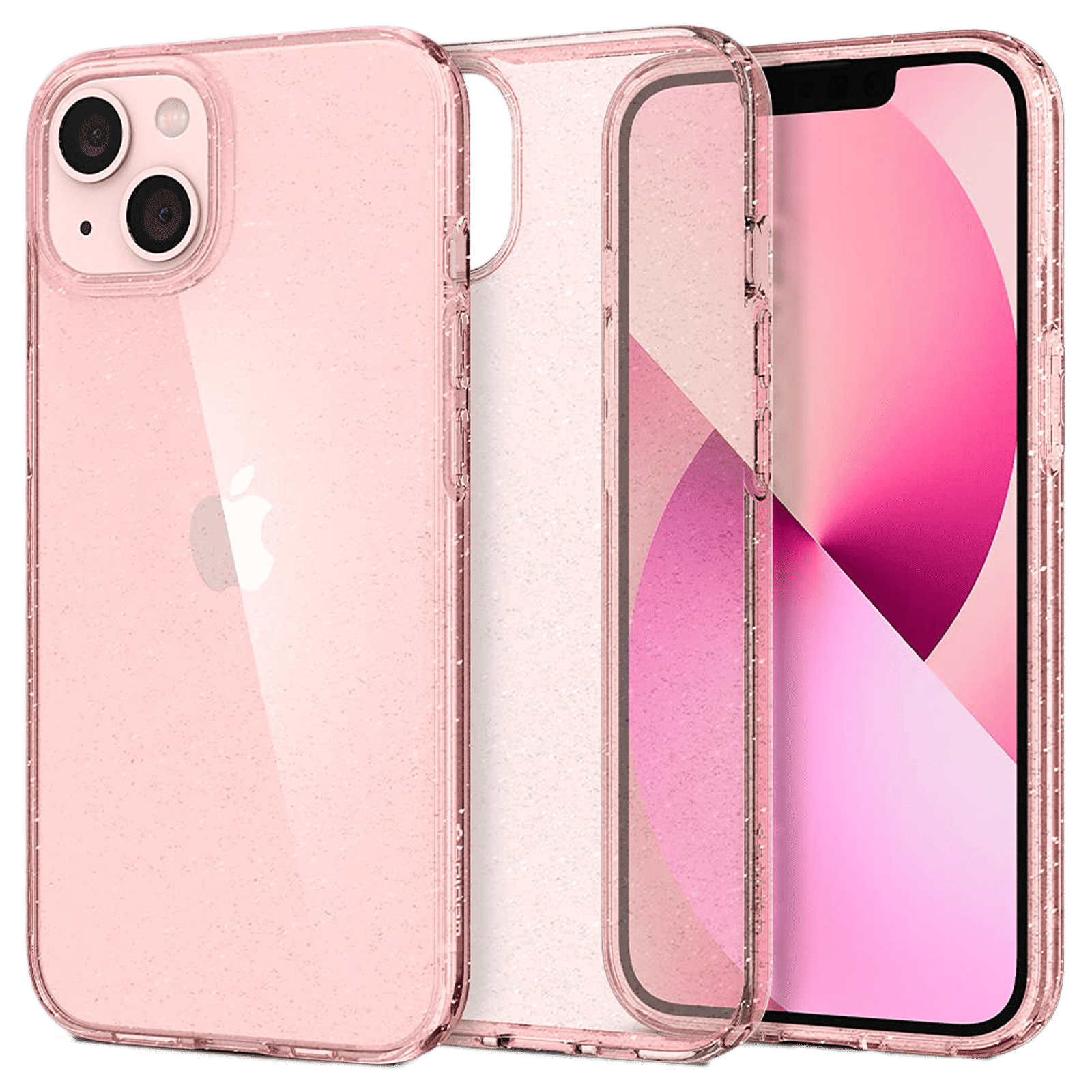 spigen Liquid Crystal Glitter TPU Back Cover for Apple iPhone 13 Mini (Wireless Charging Compatible, Rose Quartz)_1