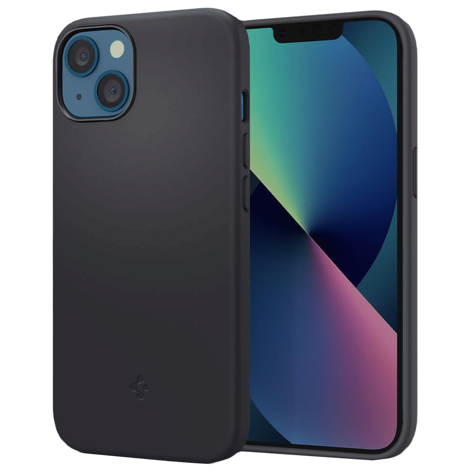 spigen Silicone Fit Soft Silicone Back Cover for Apple iPhone 13 Mini (Air Cushion Technology, Black)_1