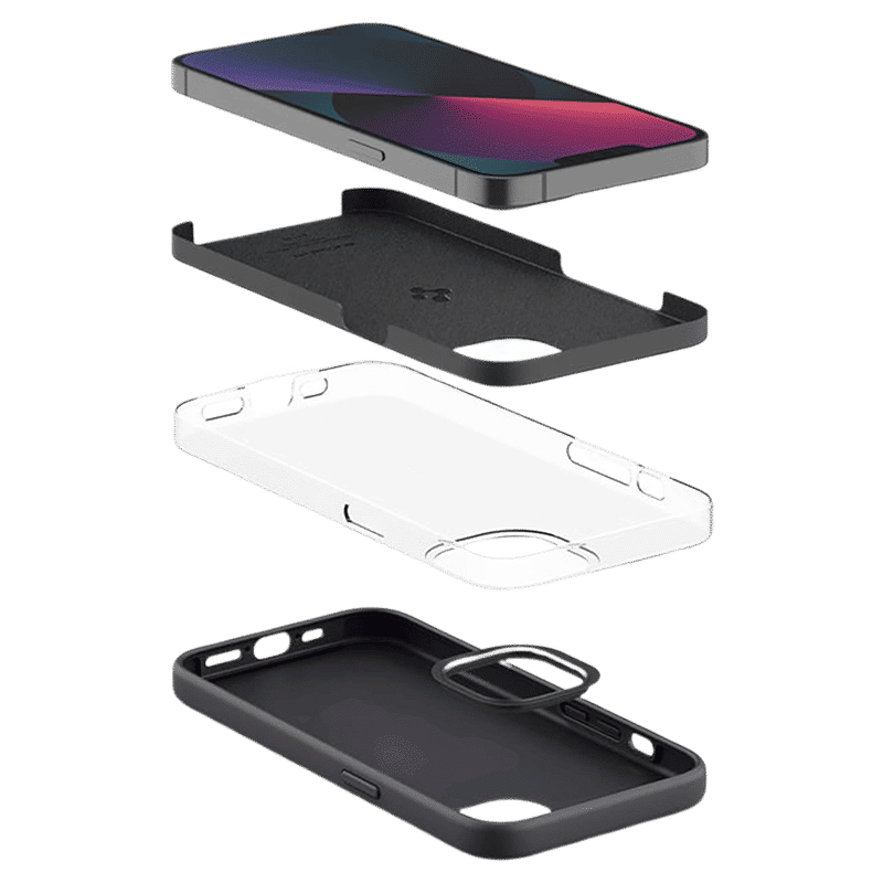 spigen Silicone Fit Soft Silicone Back Cover for Apple iPhone 13 Mini (Air Cushion Technology, Black)_10