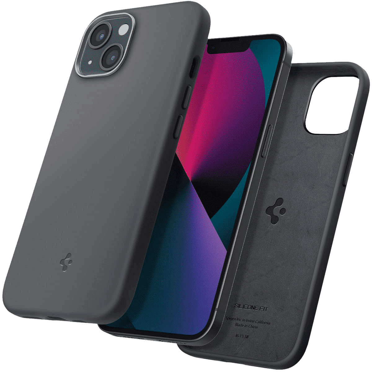 spigen Silicone Fit Soft Silicone Back Cover for Apple iPhone 13 Mini (Air Cushion Technology, Black)_11