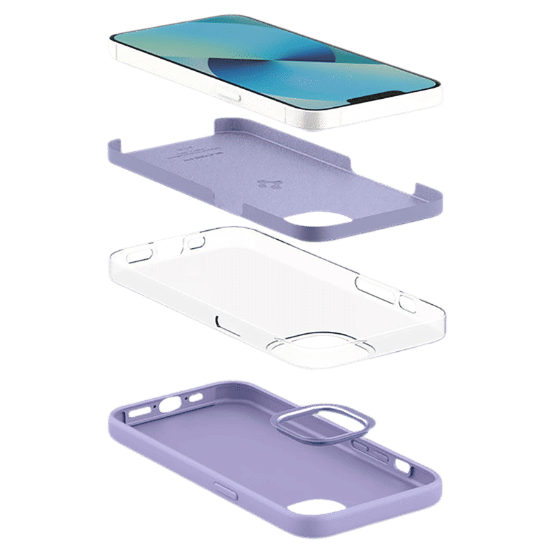 spigen Fit Silicone Back Cover for Apple iPhone 13 mini (Soft Microfiber Lining, Iris Purple)_8