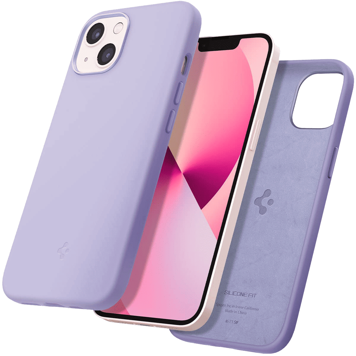 spigen Fit Silicone Back Cover for Apple iPhone 13 mini (Soft Microfiber Lining, Iris Purple)_10