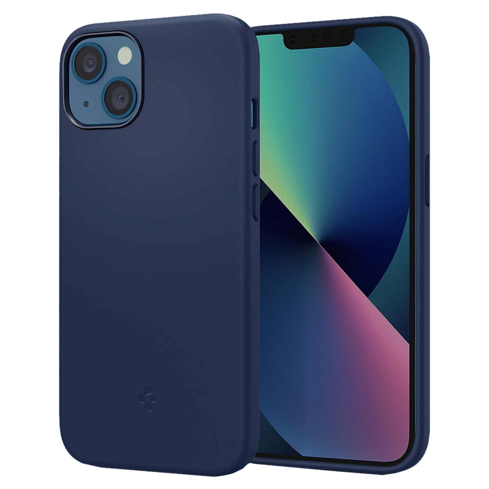 spigen Silicone Fit Soft Silicone Back Cover for Apple iPhone 13 Mini (Air Cushion Technology, Navy)_1