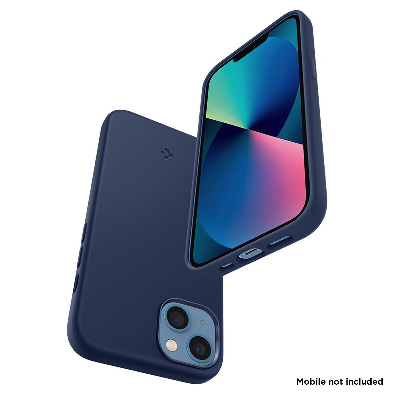 spigen Silicone Fit Soft Silicone Back Cover for Apple iPhone 13 Mini (Air Cushion Technology, Navy)_7