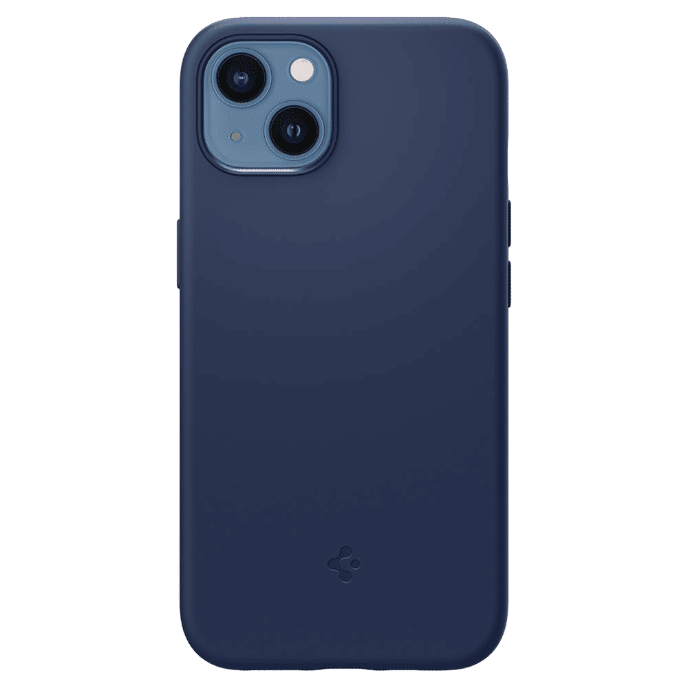 spigen Silicone Fit Soft Silicone Back Cover for Apple iPhone 13 Mini (Air Cushion Technology, Navy)_4