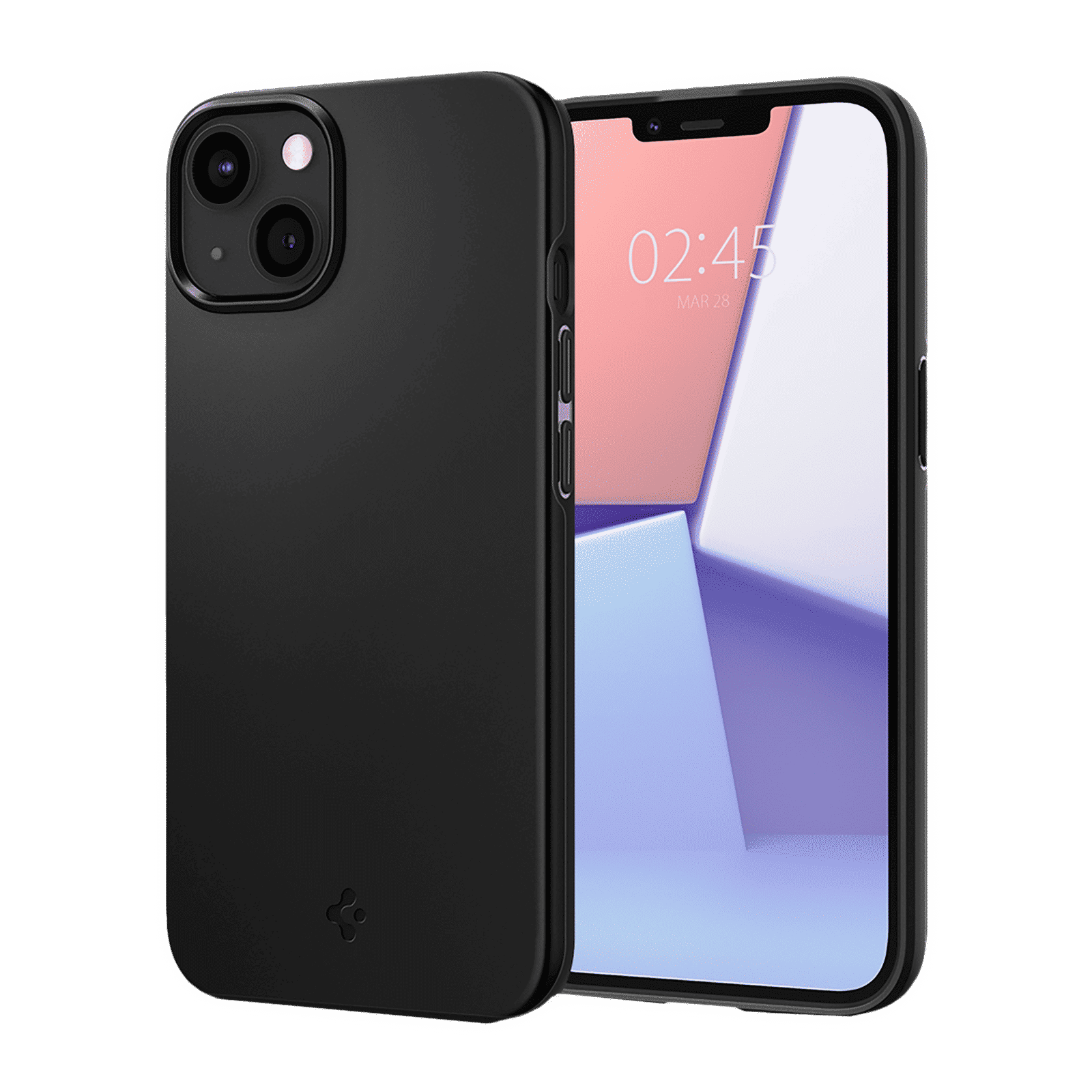 spigen ACS03678 Thin Fit Polycarbonate & Hard TPU Back Cover for Apple iPhone 13 Mini (Supports Wireless Charging, Black)_1