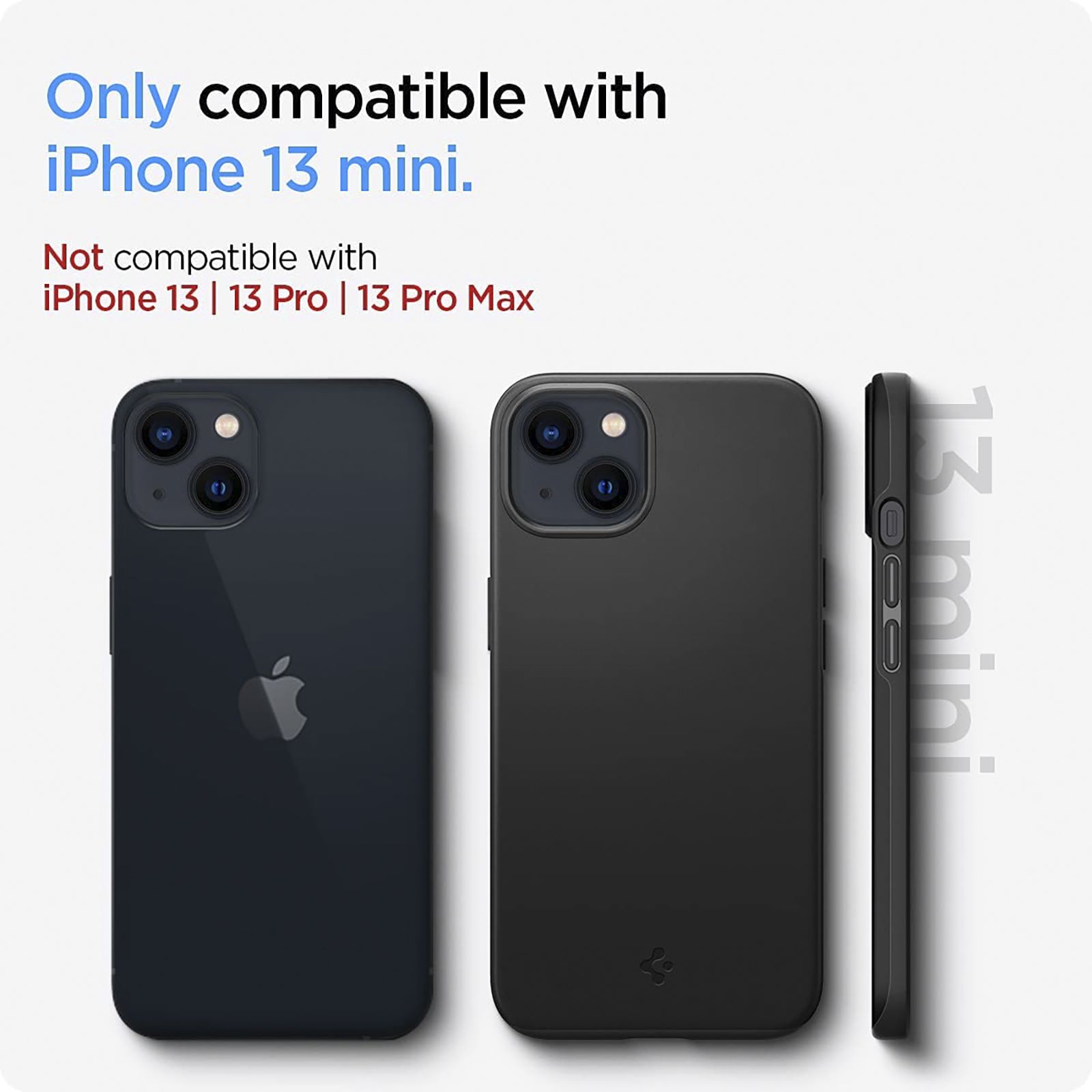 spigen ACS03678 Thin Fit Polycarbonate & Hard TPU Back Cover for Apple iPhone 13 Mini (Supports Wireless Charging, Black)_10