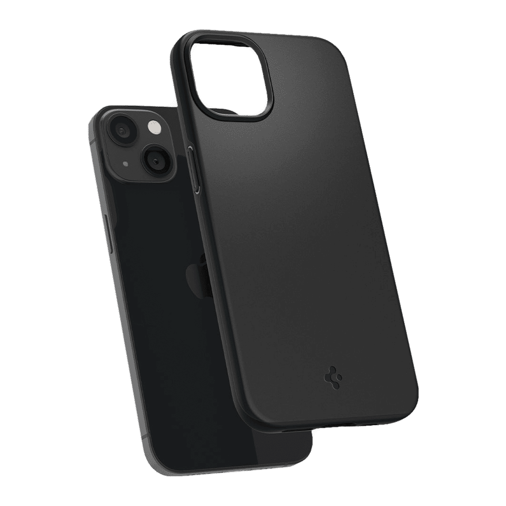 spigen ACS03678 Thin Fit Polycarbonate & Hard TPU Back Cover for Apple iPhone 13 Mini (Supports Wireless Charging, Black)_11