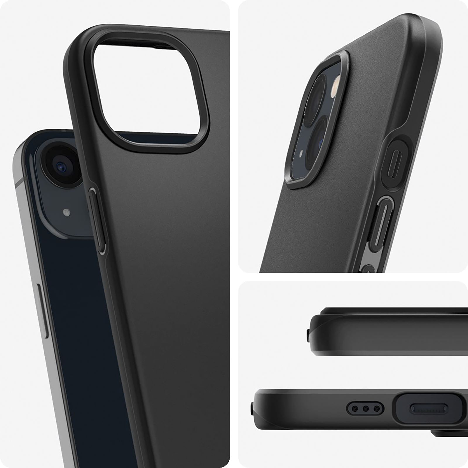 spigen ACS03678 Thin Fit Polycarbonate & Hard TPU Back Cover for Apple iPhone 13 Mini (Supports Wireless Charging, Black)_7
