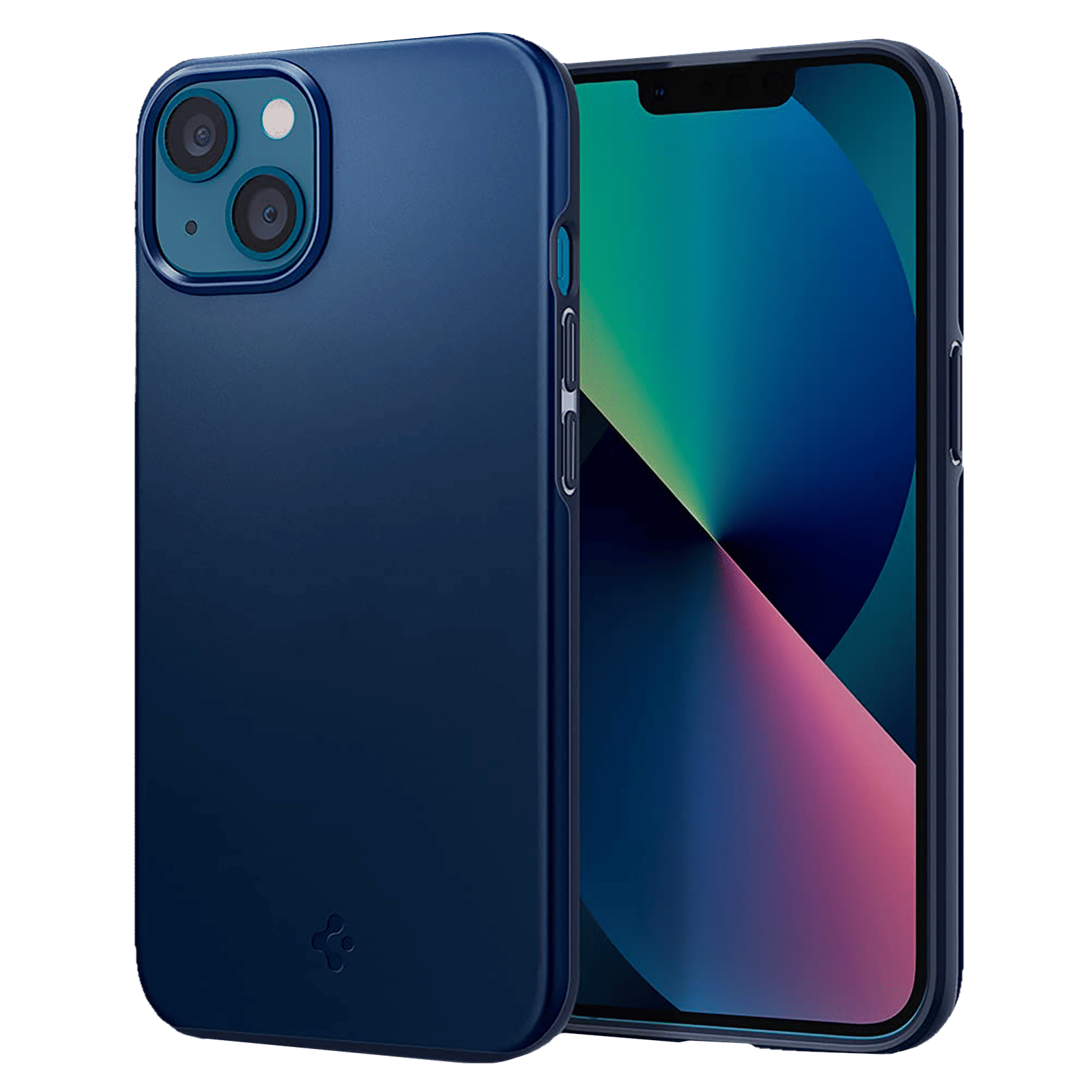 spigen Thin Fit TPU & Polycarbonate Back Cover for Apple iPhone 13 Mini (Wireless Charging Compatible, Navy Blue)_1