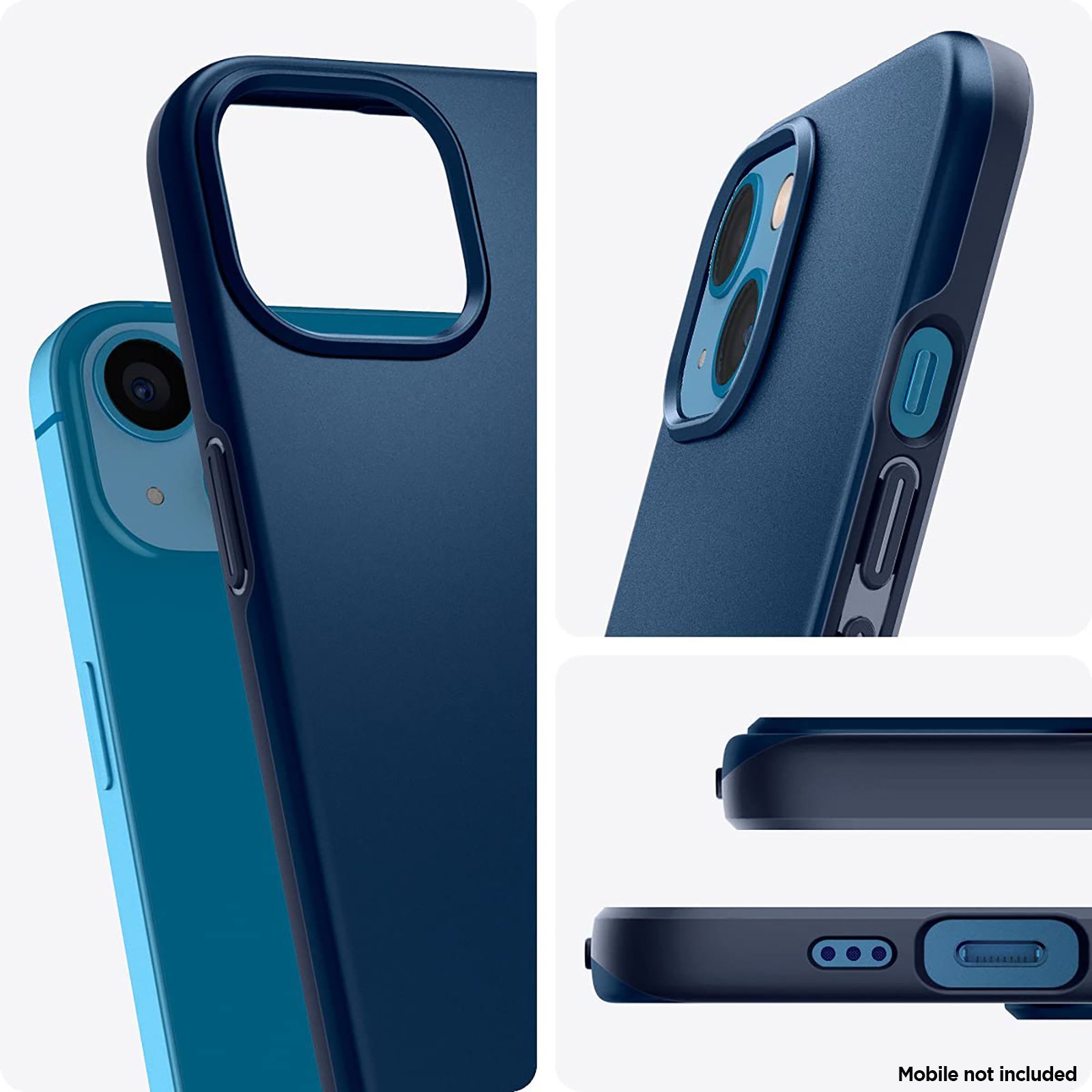spigen Thin Fit TPU & Polycarbonate Back Cover for Apple iPhone 13 Mini (Wireless Charging Compatible, Navy Blue)_5