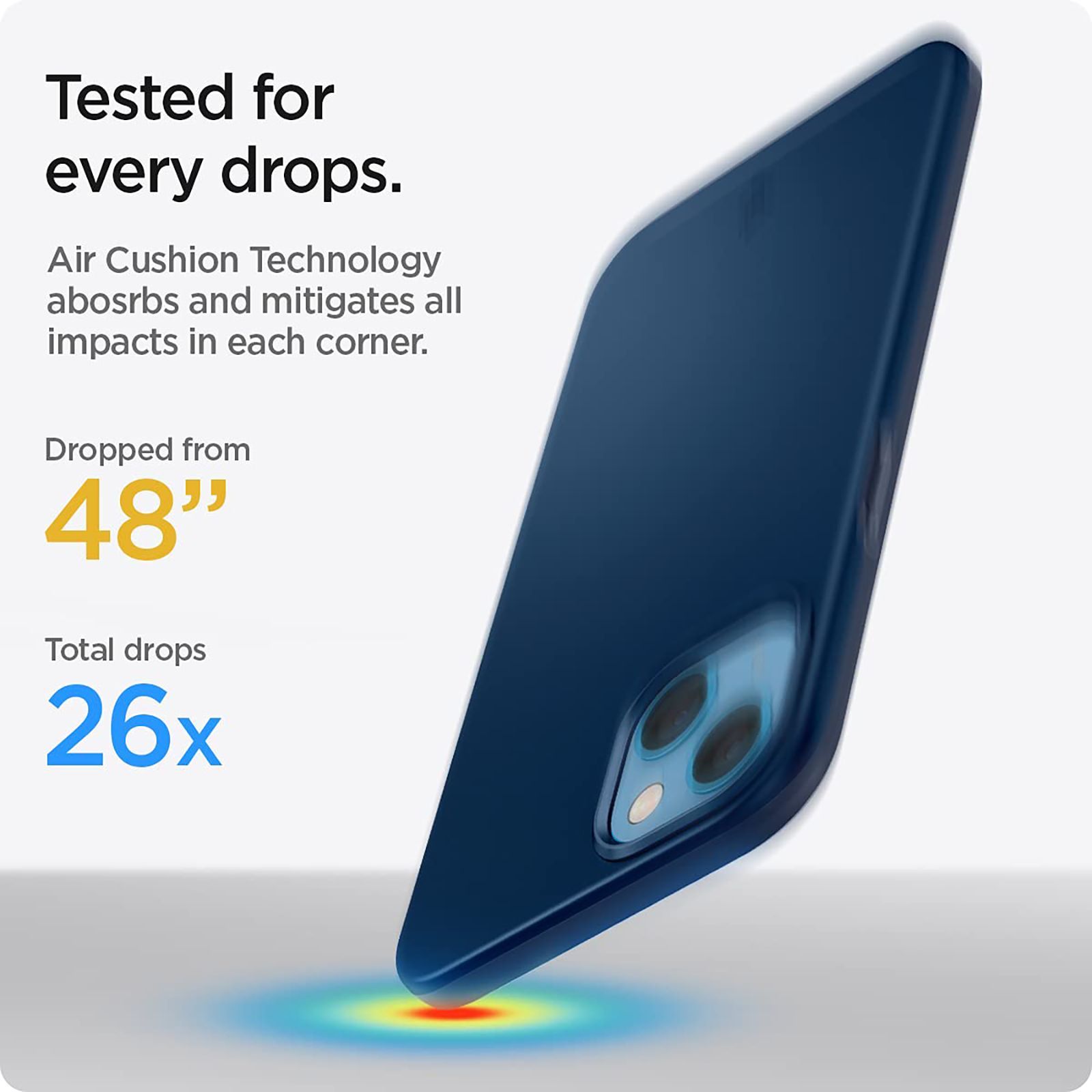 spigen Thin Fit TPU & Polycarbonate Back Cover for Apple iPhone 13 Mini (Wireless Charging Compatible, Navy Blue)_6