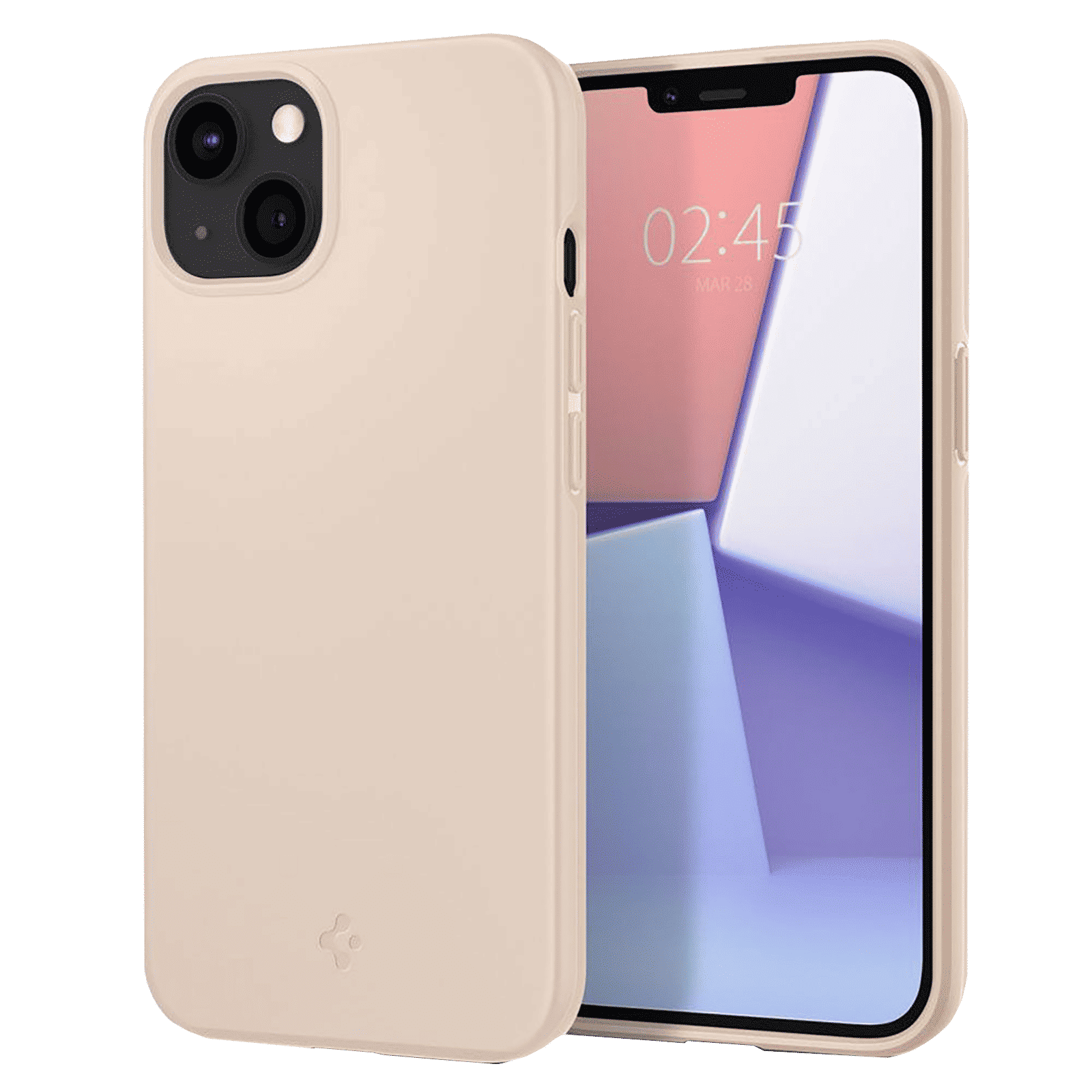 spigen Thin Fit TPU & Polycarbonate Back Cover for Apple iPhone 13 Mini (Wireless Charging Compatible, Sand Beige)_1