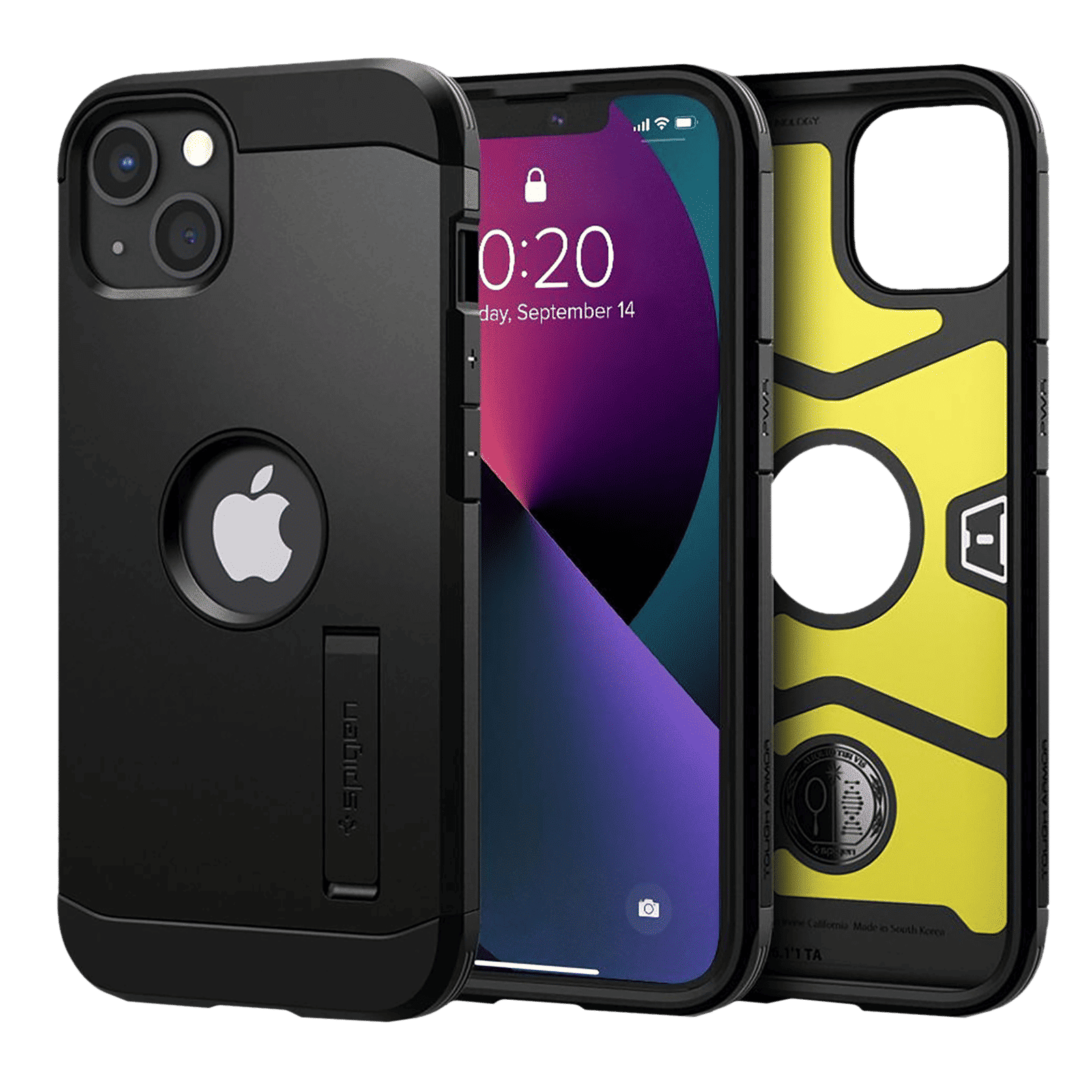 spigen Tough Armor TPU & Polycarbonate Back Case with Stand for Apple iPhone 13 Mini (Wireless Charging Compatible, Black)_1