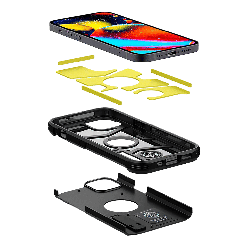 spigen Tough Armor TPU & Polycarbonate Back Case with Stand for Apple iPhone 13 Mini (Wireless Charging Compatible, Black)_8