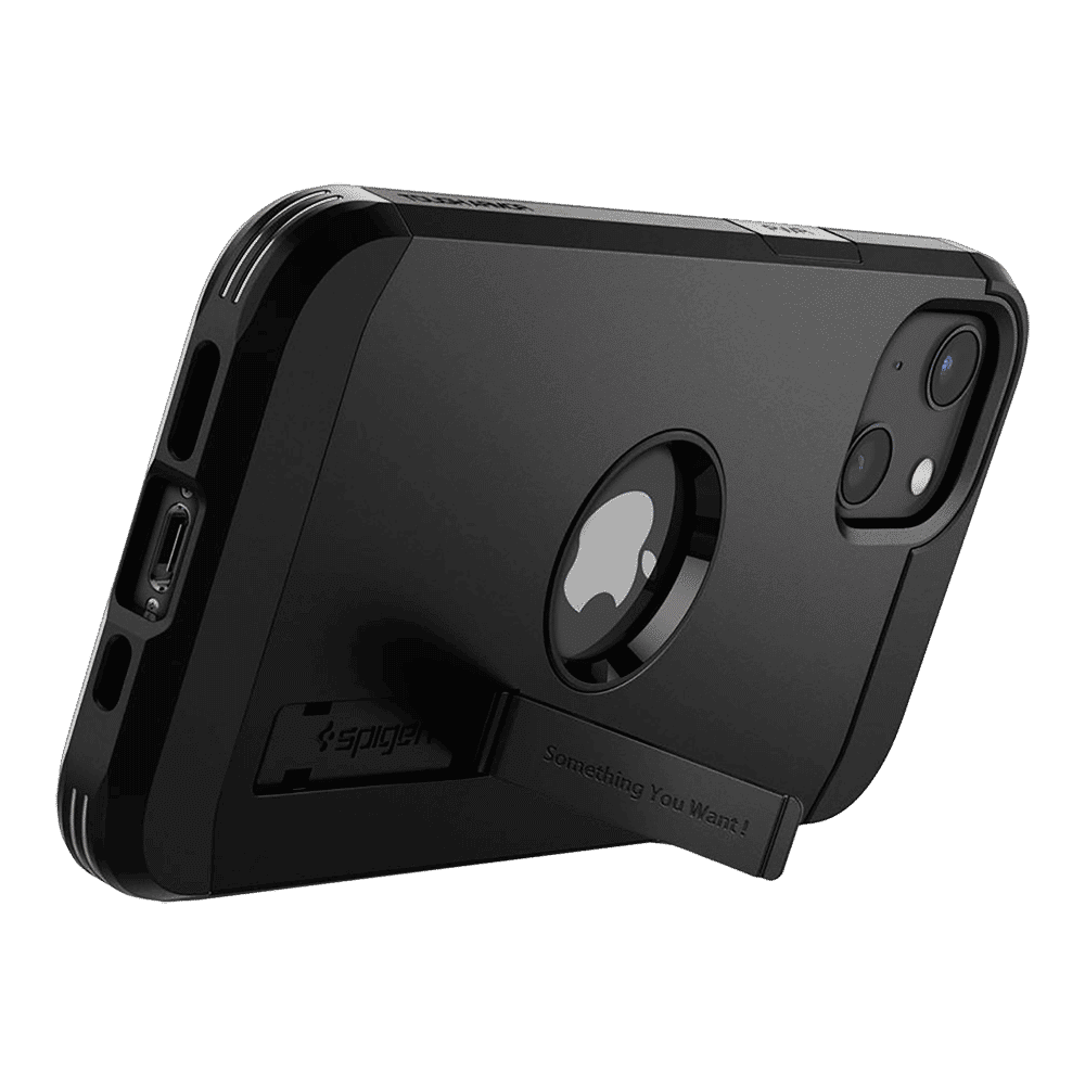 spigen Tough Armor TPU & Polycarbonate Back Case with Stand for Apple iPhone 13 Mini (Wireless Charging Compatible, Black)_9