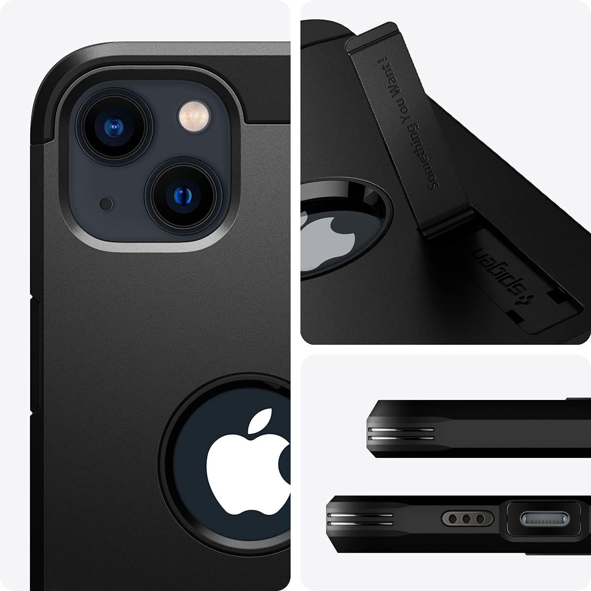 spigen Tough Armor TPU & Polycarbonate Back Case with Stand for Apple iPhone 13 Mini (Wireless Charging Compatible, Black)_10
