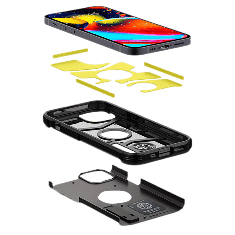 spigen Tough Armor TPU & Polycarbonate Back Case with Stand for Apple iPhone 13 Mini (Wireless Charging Compatible, Gunmetal)_9