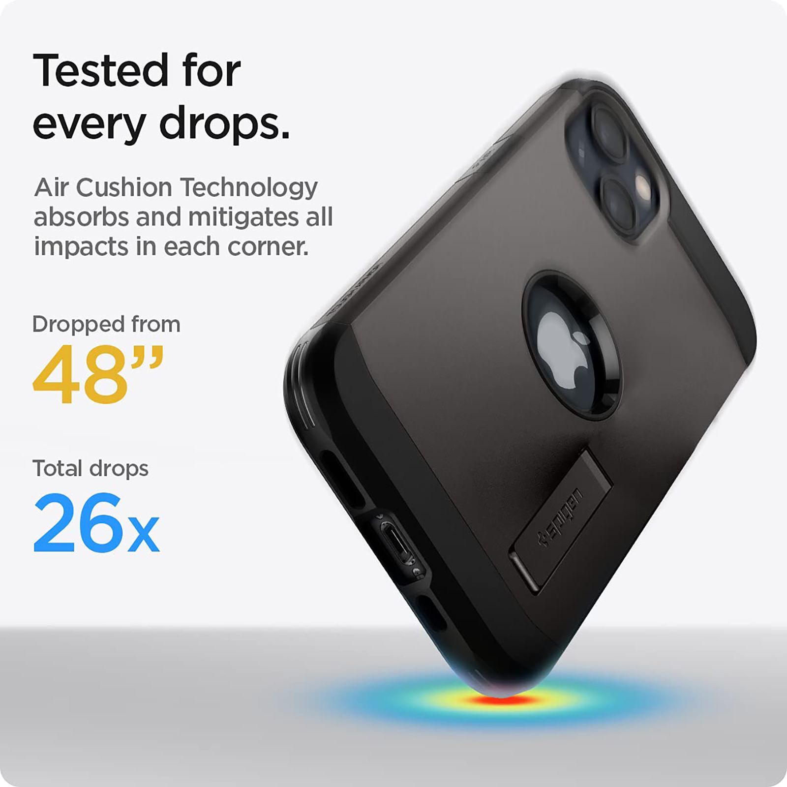 spigen Tough Armor TPU & Polycarbonate Back Case with Stand for Apple iPhone 13 Mini (Wireless Charging Compatible, Gunmetal)_6