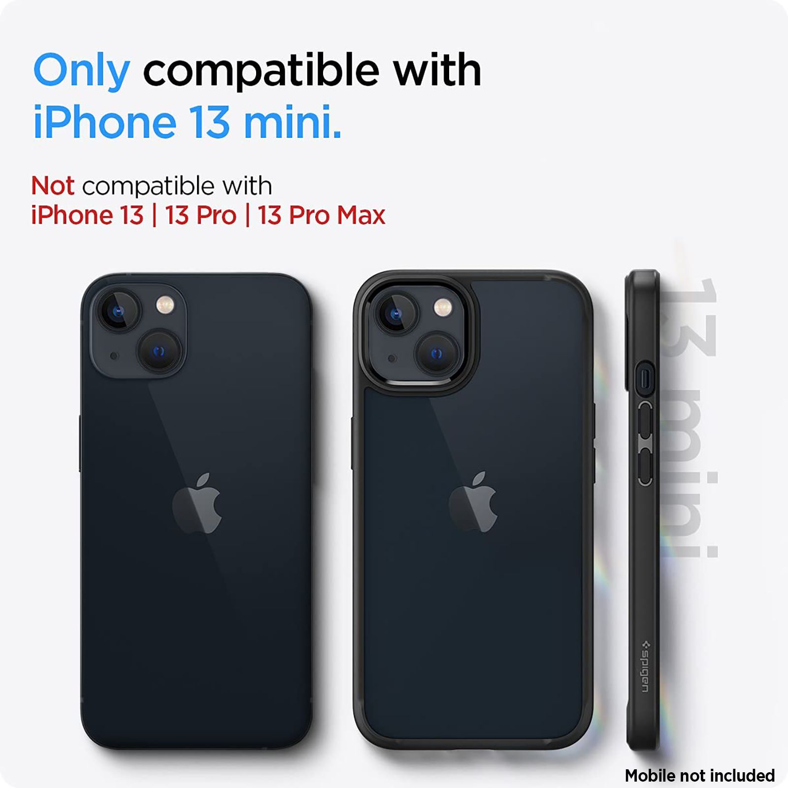 spigen Ultra Hybrid TPU & Polycarbonate Back Cover for Apple iPhone 13 Mini (Wireless Charging Compatible?, Matte Black)_3