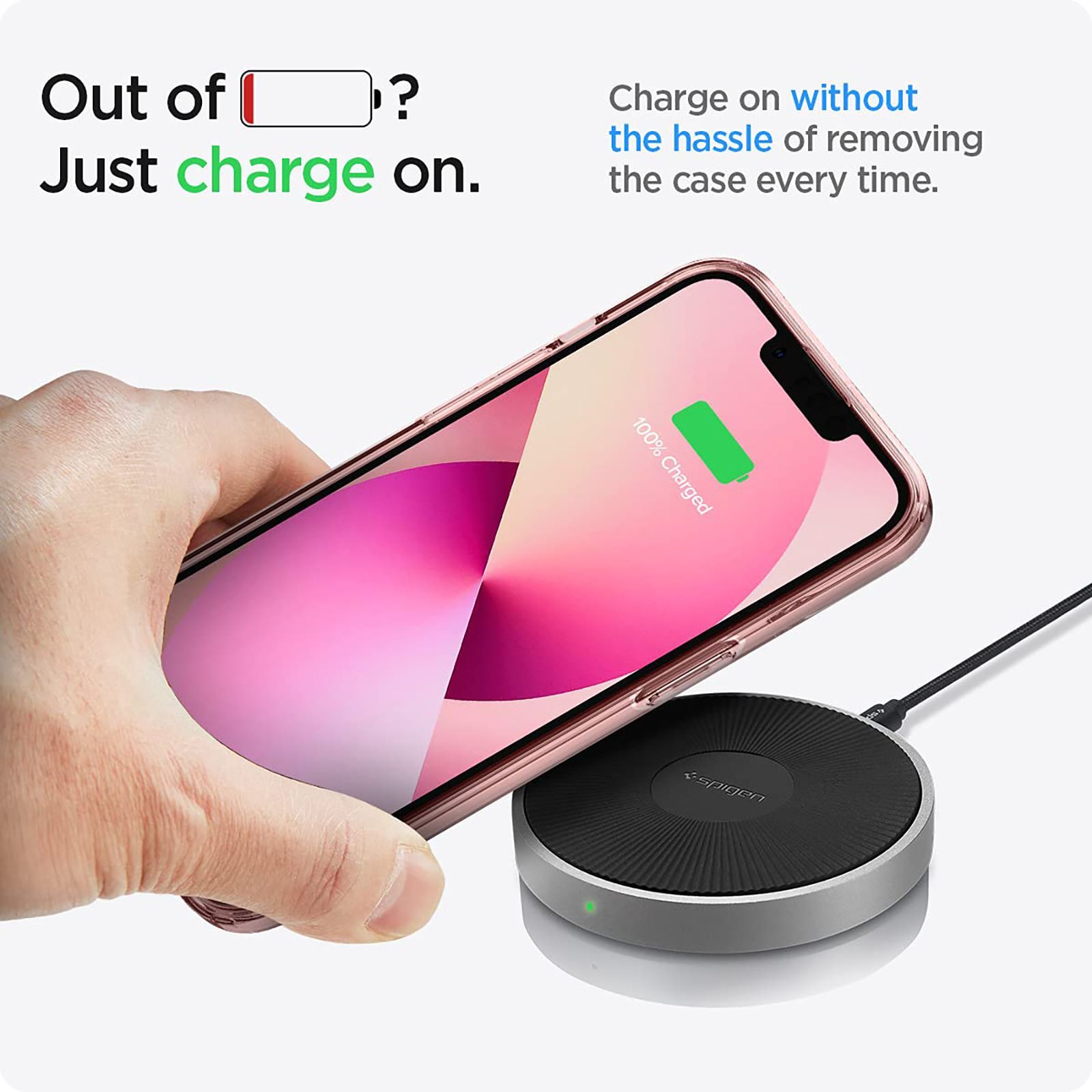 spigen Ultra Hybrid Polycarbonate Back Cover for Apple iPhone 13 Mini (Wireless Charging Compatible, Rose Crystal)_7