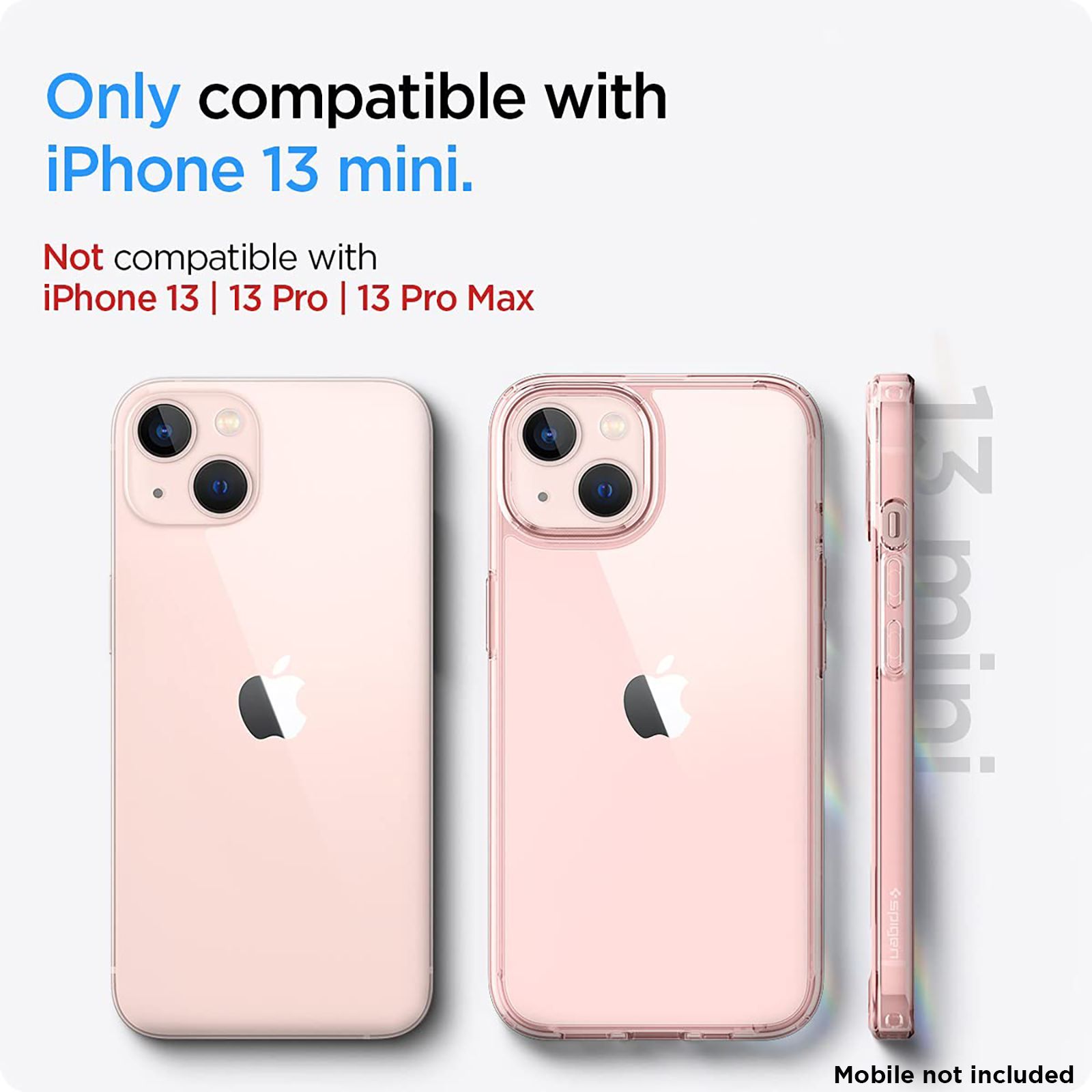 spigen Ultra Hybrid Polycarbonate Back Cover for Apple iPhone 13 Mini (Wireless Charging Compatible, Rose Crystal)_3