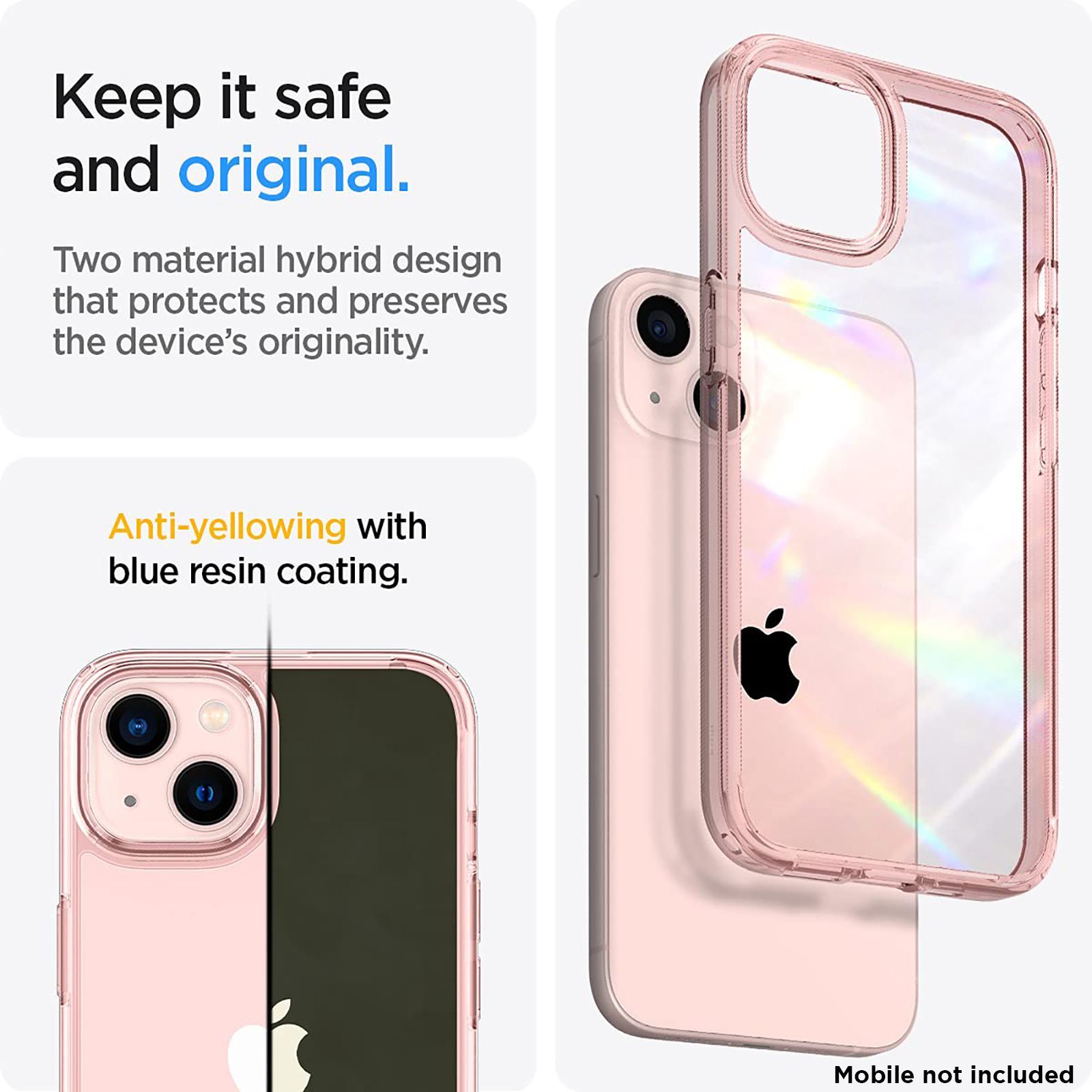 spigen Ultra Hybrid Polycarbonate Back Cover for Apple iPhone 13 Mini (Wireless Charging Compatible, Rose Crystal)_4