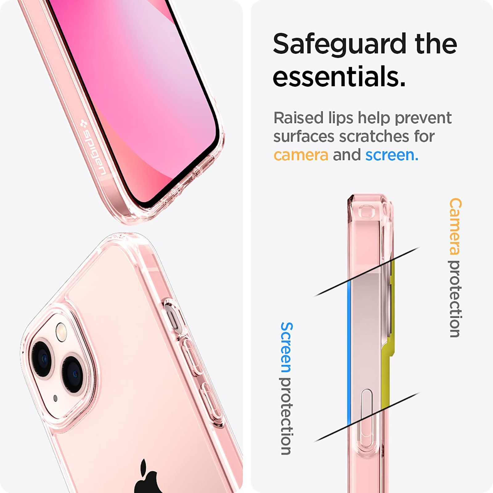 spigen Ultra Hybrid Polycarbonate Back Cover for Apple iPhone 13 Mini (Wireless Charging Compatible, Rose Crystal)_6