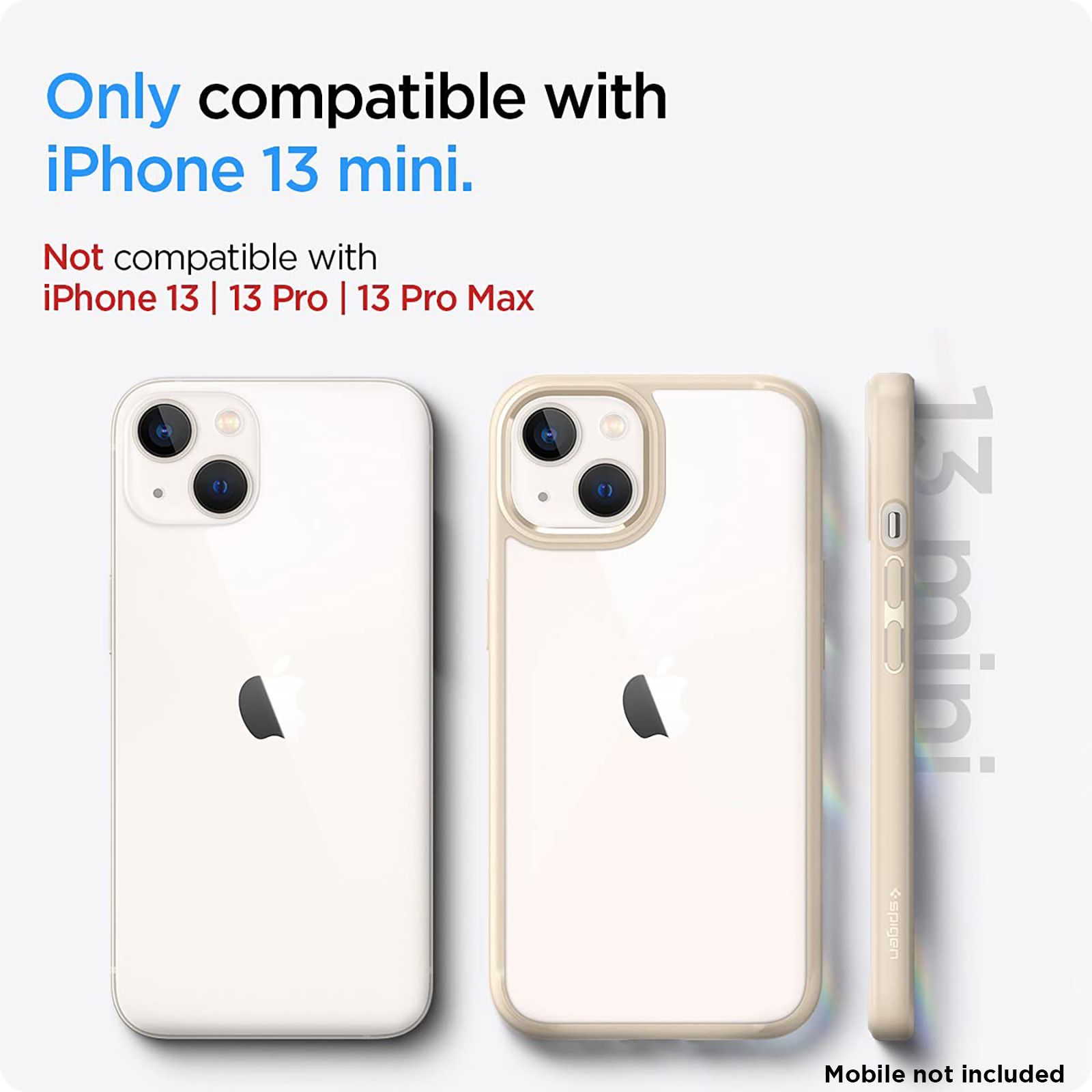 spigen Ultra Hybrid TPU and Polycarbonate Back Cover for Apple iPhone 13 Mini (Air Cushion Technology, Sand Beige)_3