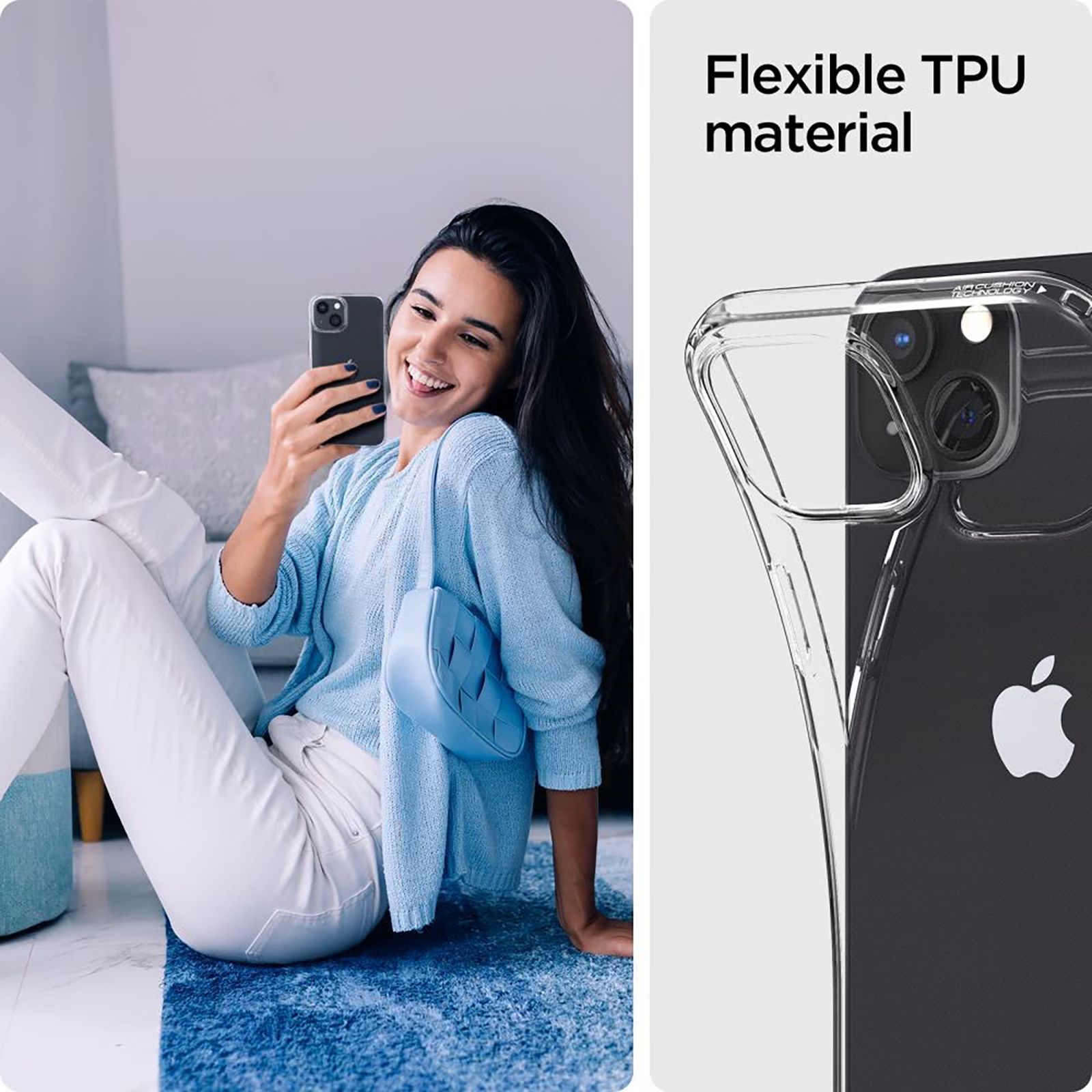 spigen Crystal Pack TPU Back Cover for Apple iPhone 13 (Camera Protection, Crystal Clear)_4