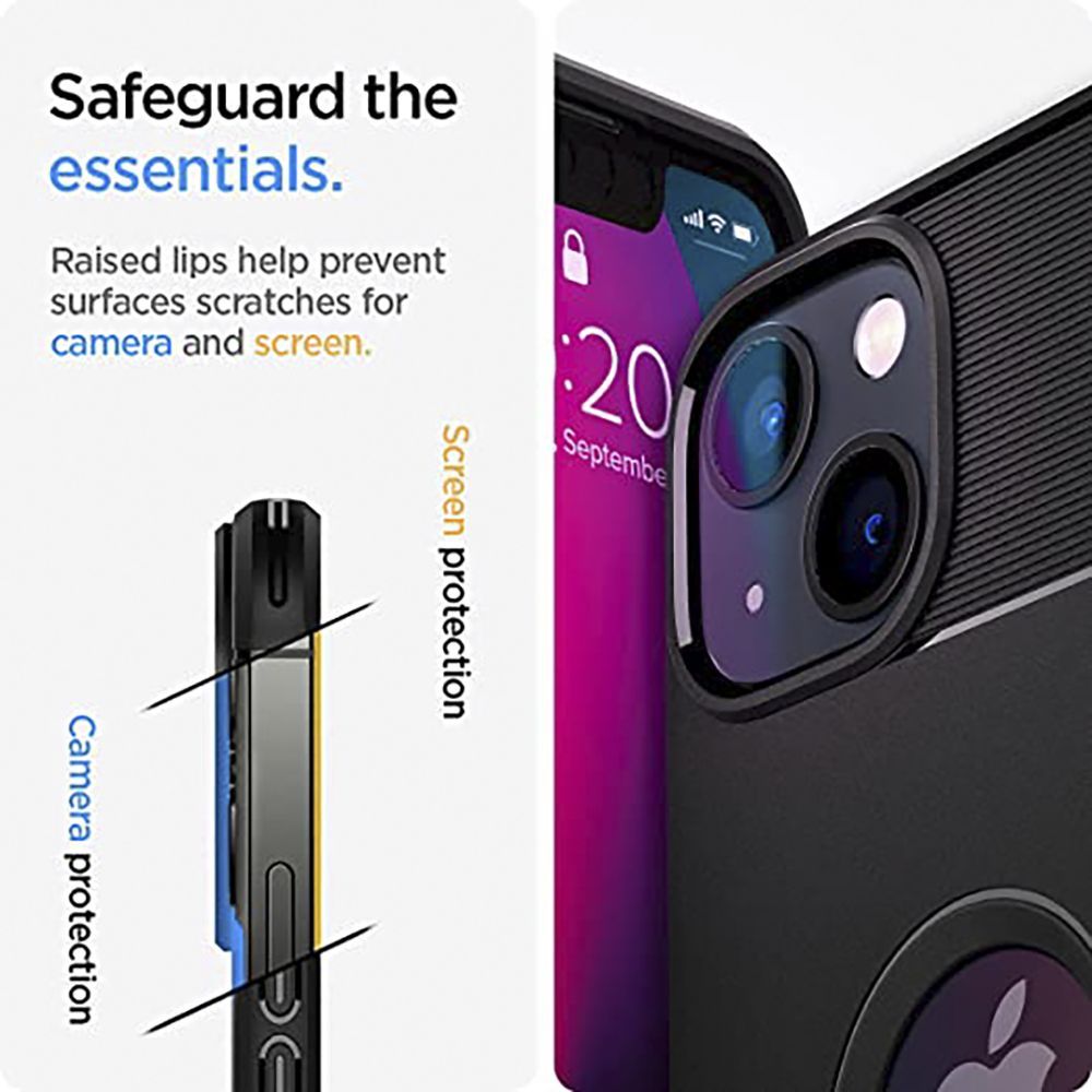 spigen Rugged Armor TPU Back Cover for Apple iPhone 13 (Supports Wireless Charging, Matte Black)_10