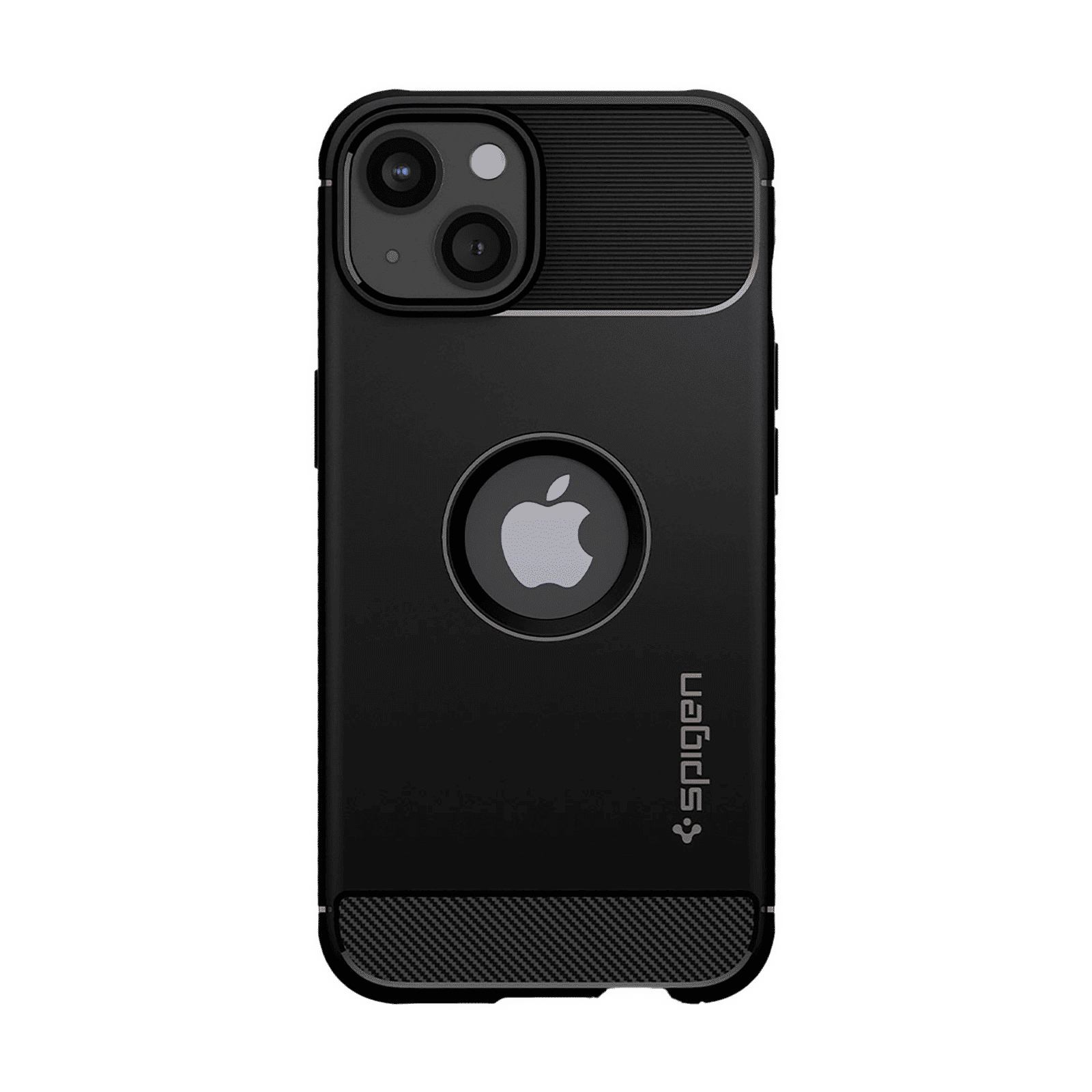 spigen Rugged Armor TPU Back Cover for Apple iPhone 13 (Supports Wireless Charging, Matte Black)_13