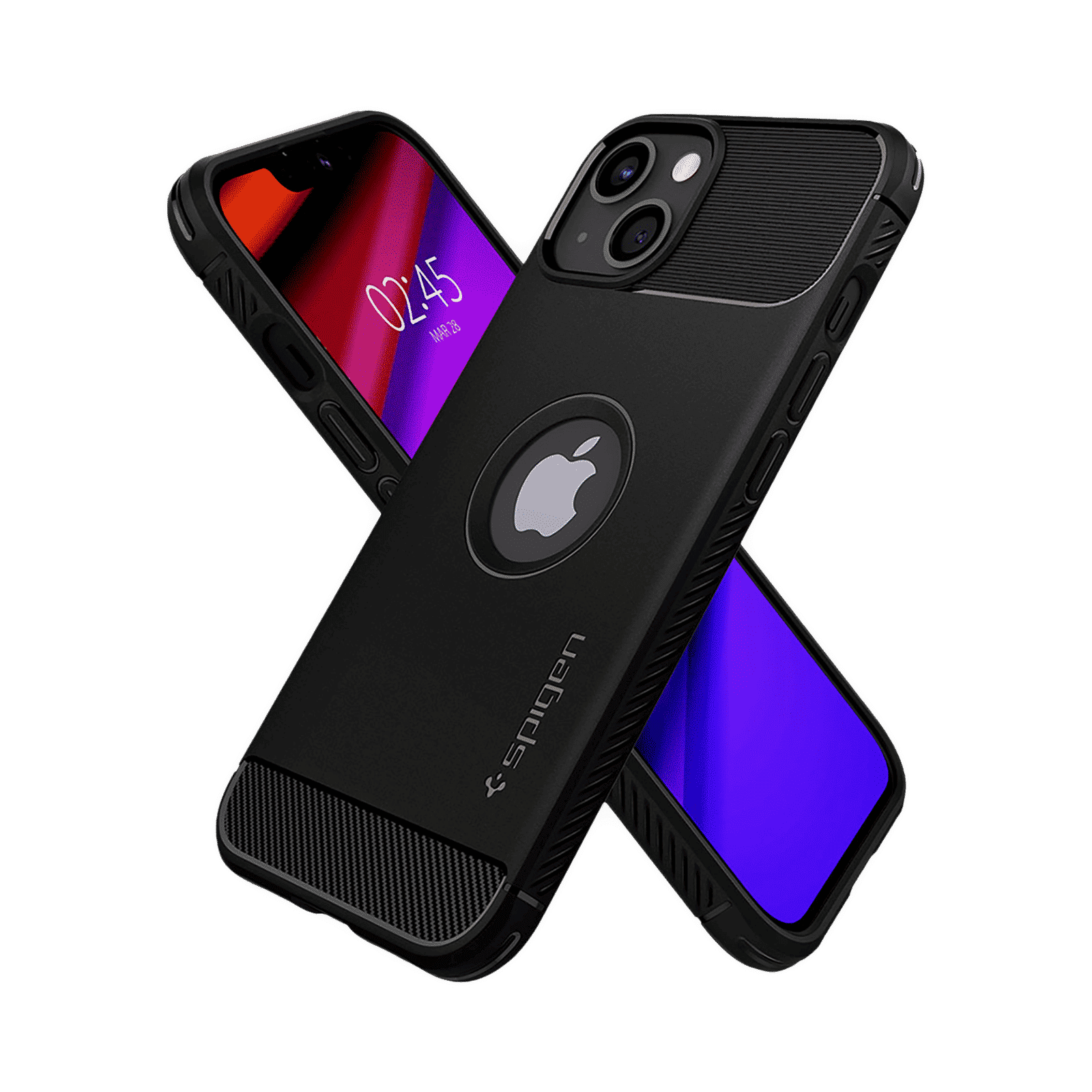 spigen Rugged Armor TPU Back Cover for Apple iPhone 13 (Supports Wireless Charging, Matte Black)_14