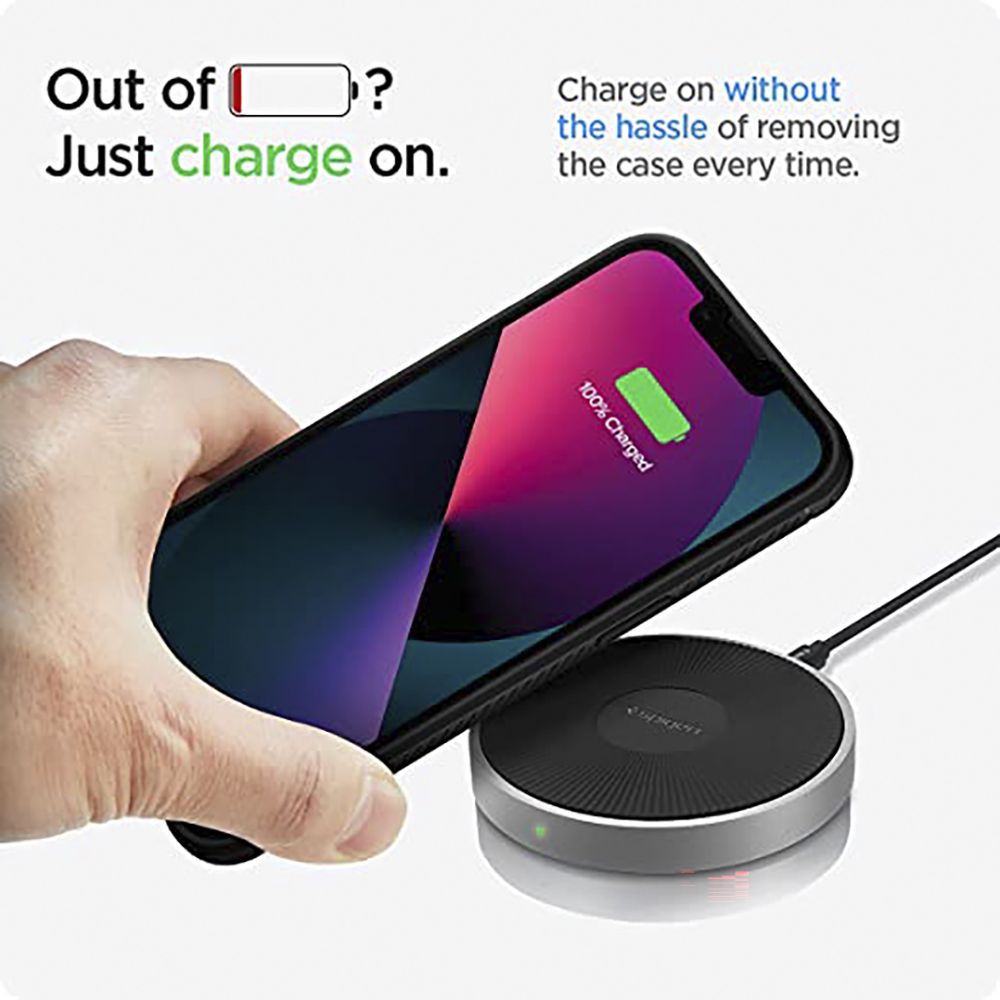 spigen Rugged Armor TPU Back Cover for Apple iPhone 13 (Supports Wireless Charging, Matte Black)_6