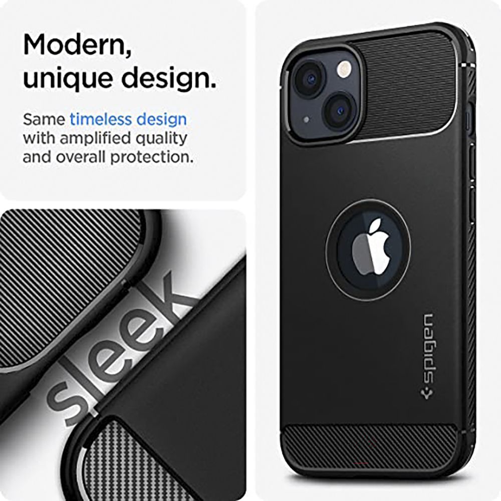 spigen Rugged Armor TPU Back Cover for Apple iPhone 13 (Supports Wireless Charging, Matte Black)_8