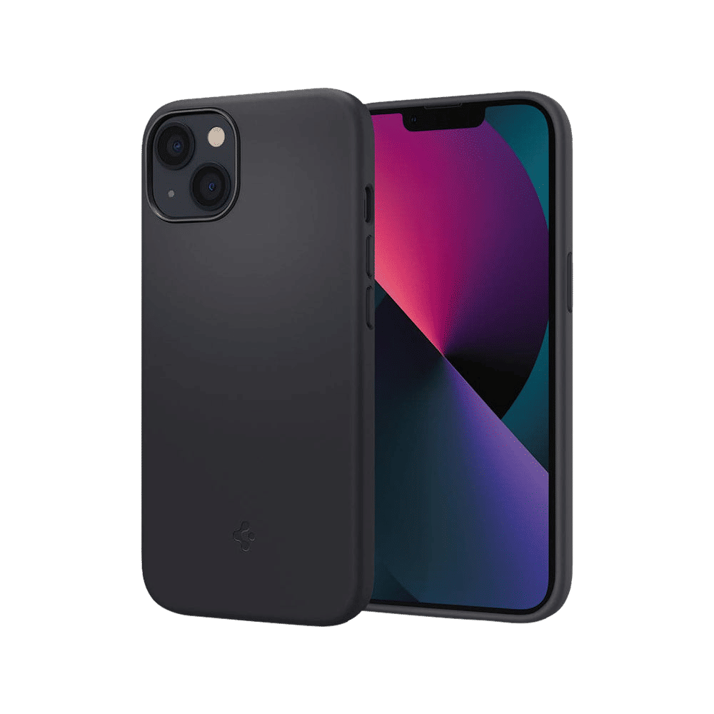 spigen Soft Silicone Back Cover for Apple iPhone 13 (Microfibre Lining, Black)_12