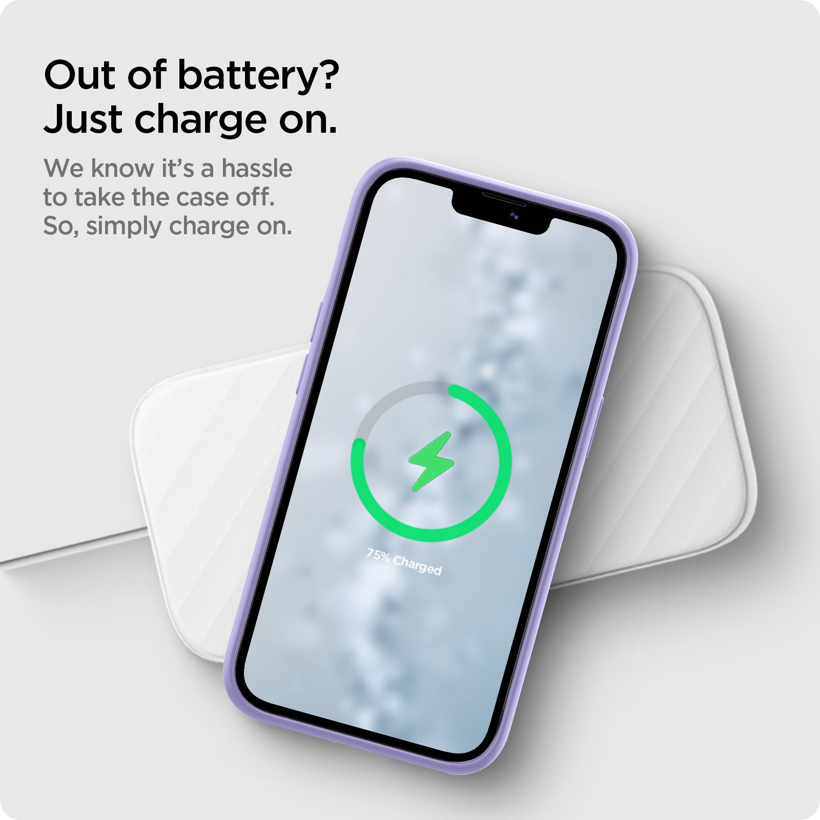 spigen Silicone Fit Soft Silicone Back Cover for Apple iPhone 13 (Air Cushion Technology, Iris Purple)_9