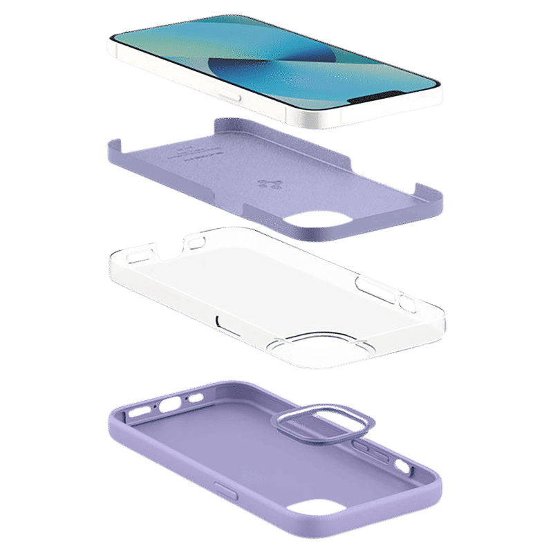 spigen Silicone Fit Soft Silicone Back Cover for Apple iPhone 13 (Air Cushion Technology, Iris Purple)_12