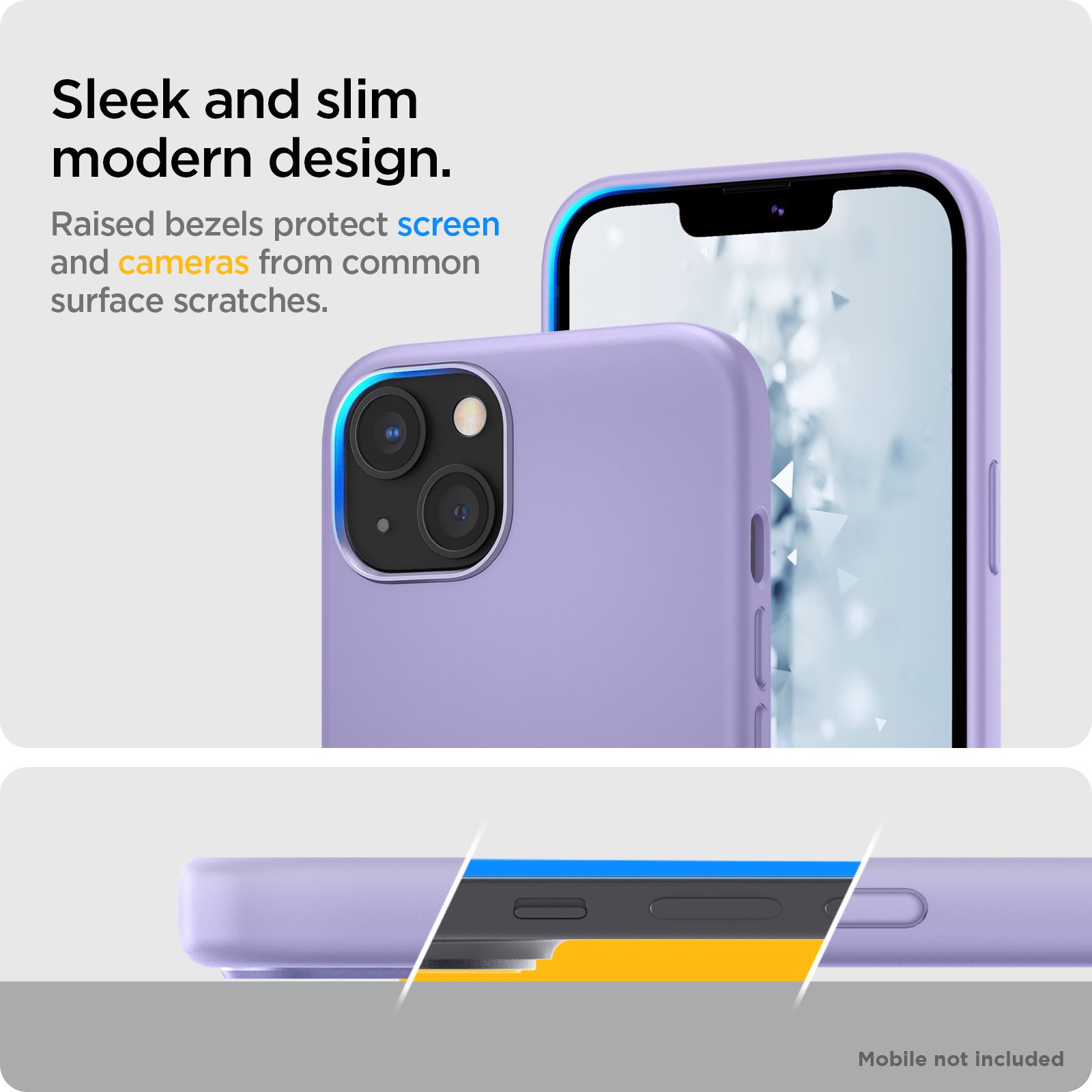 spigen Silicone Fit Soft Silicone Back Cover for Apple iPhone 13 (Air Cushion Technology, Iris Purple)_6