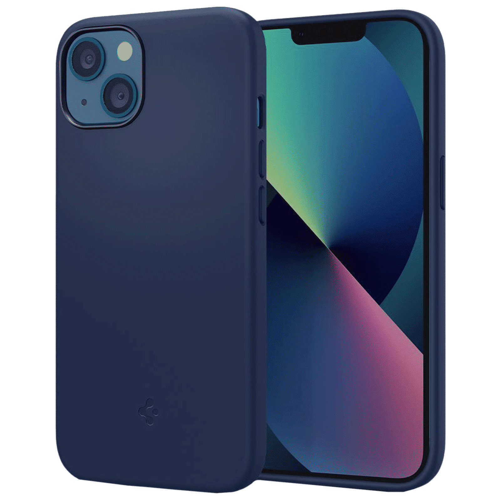 spigen Soft Silicone Back Cover for Apple iPhone 13 (Wireless Charging Compatible, Navy Blue)_1